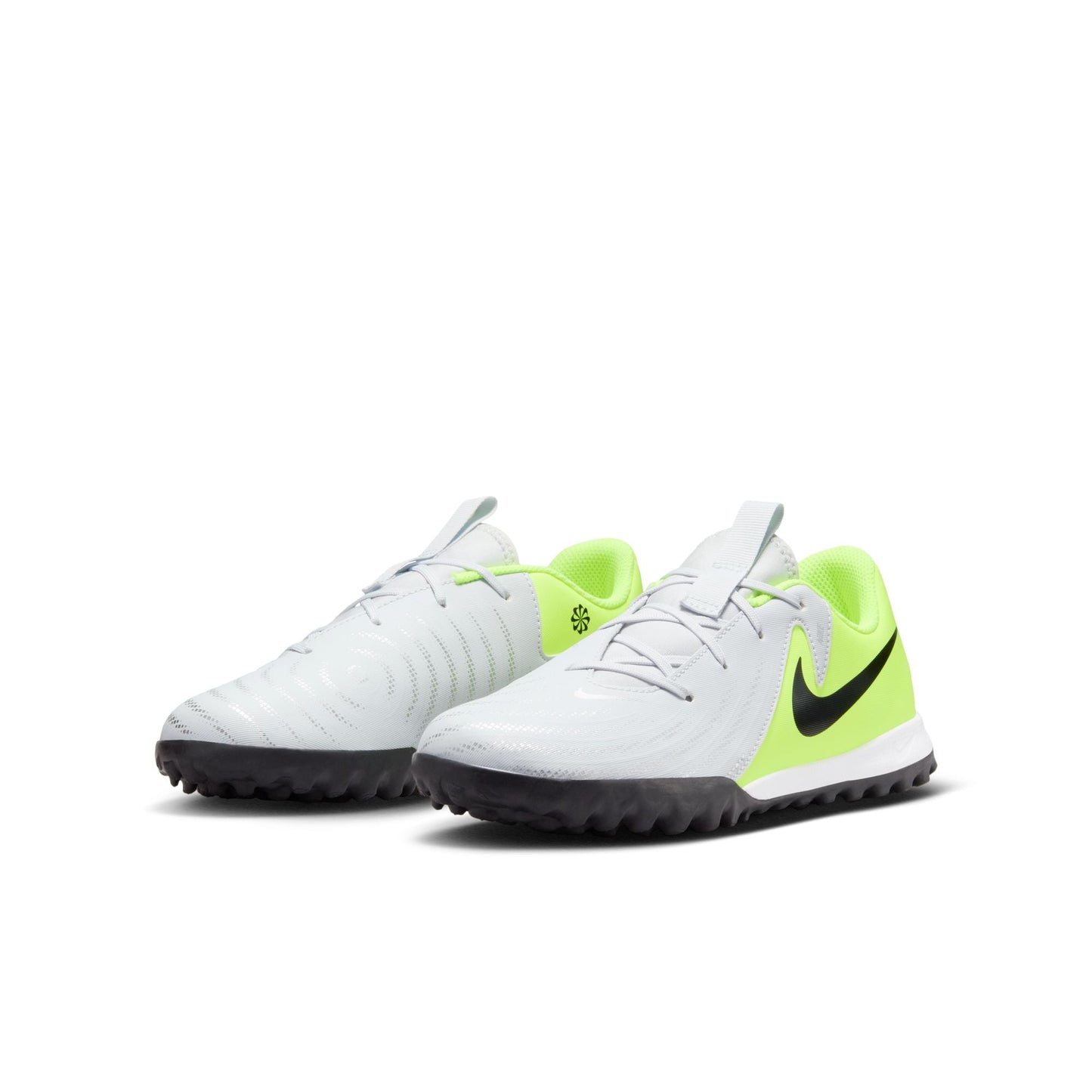 Nike Junior Phantom GX 2 Academy TF Soccer Cleats- Metallic Silver/Black-Volt