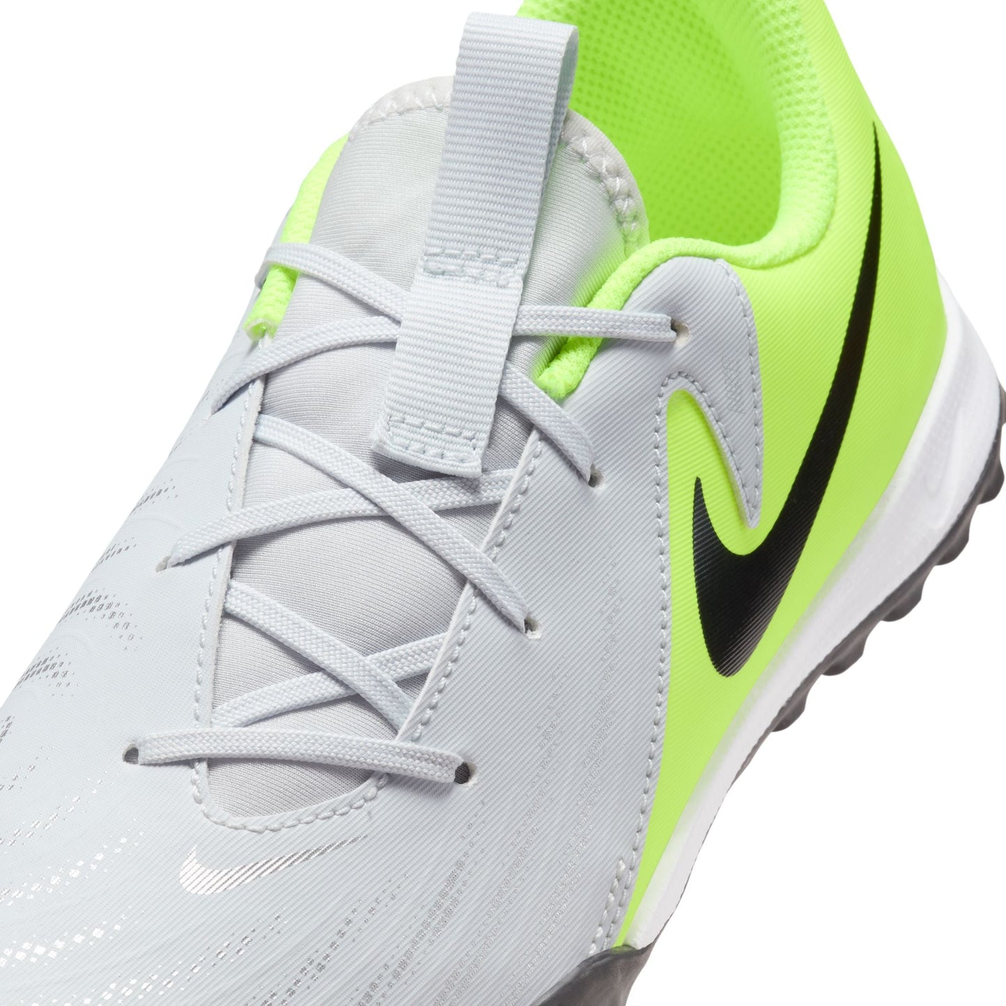 Nike Junior Phantom GX 2 Academy TF Soccer Cleats- Metallic Silver/Black-Volt