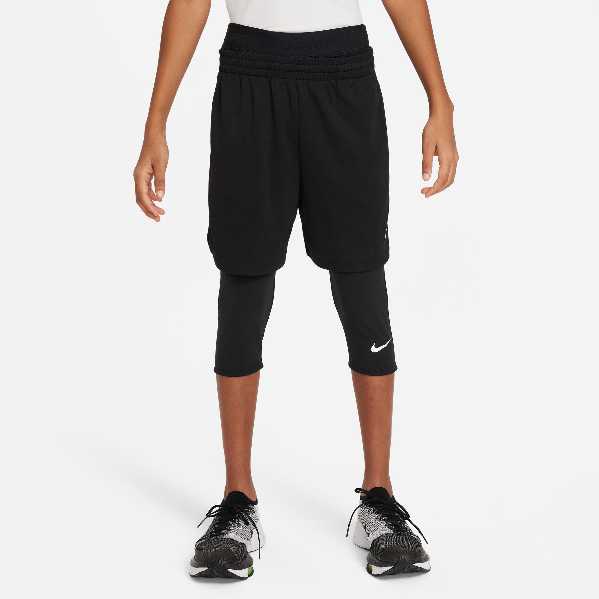 Nike Pro Big Kids' (Boys') Dri-FIT 3/4-Length Tights Training Bottoms Nike Black YXS 