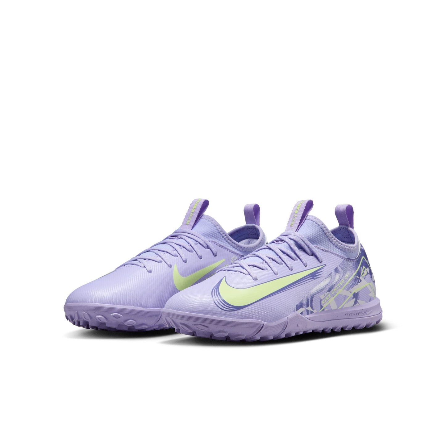 Nike United Junior Mercurial Vapor 16 Academy TF Turf Soccer Cleats -Purple Agate/Barely Volt