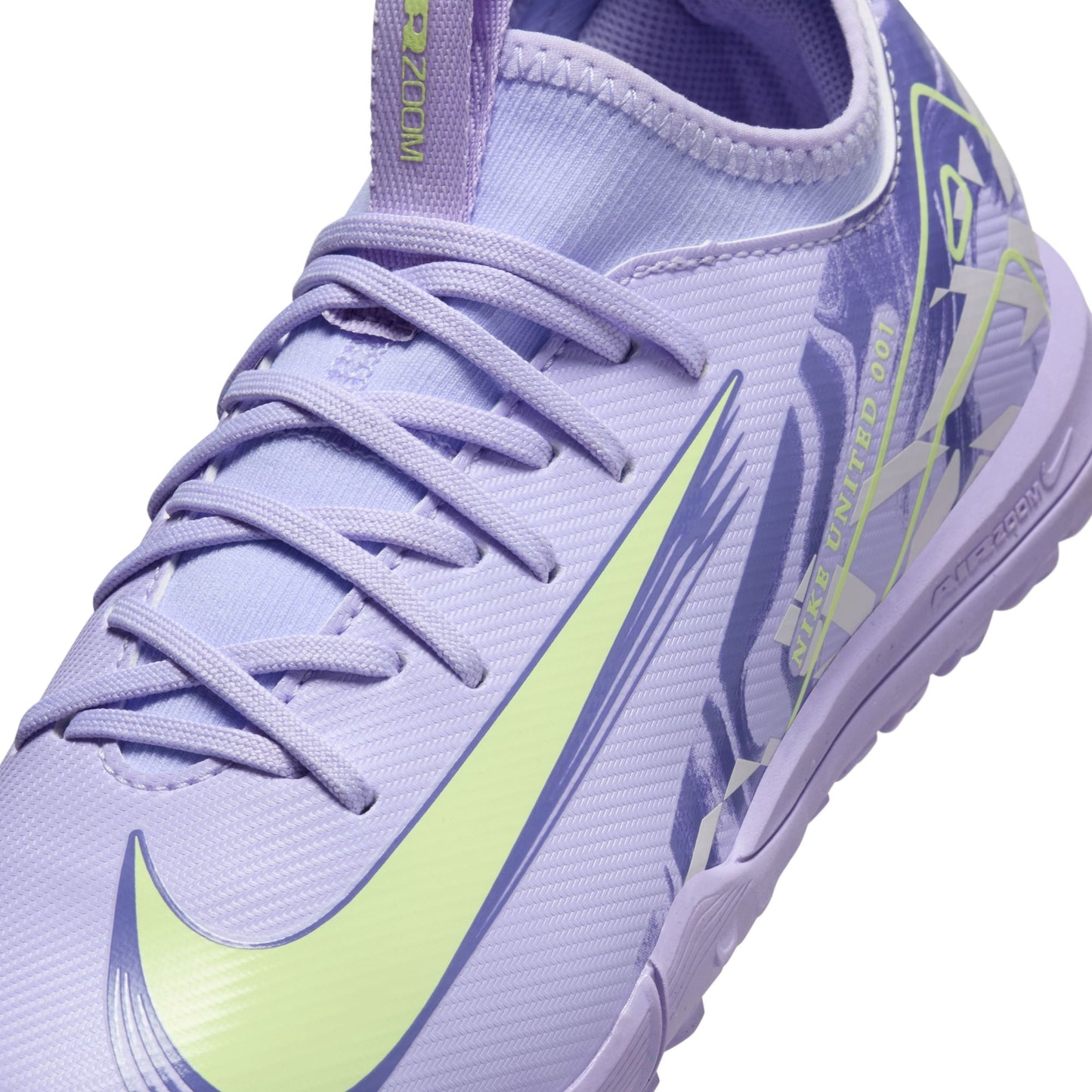 Nike United Junior Mercurial Vapor 16 Academy TF Turf Soccer Cleats -Purple Agate/Barely Volt