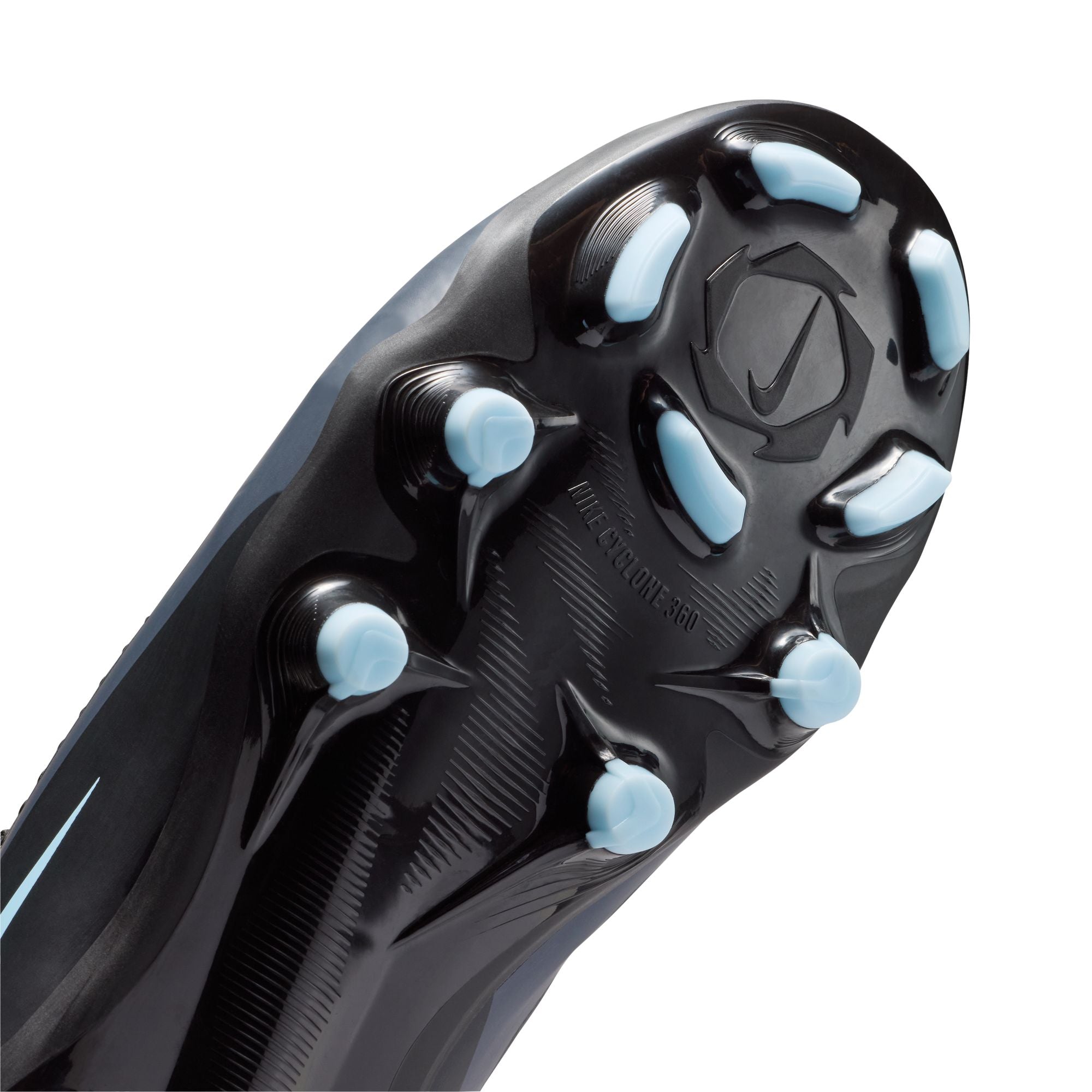 Nike Junior Phantom 6 Low Academy FG Firm Ground Soccer Cleats- Black/Ice Blue