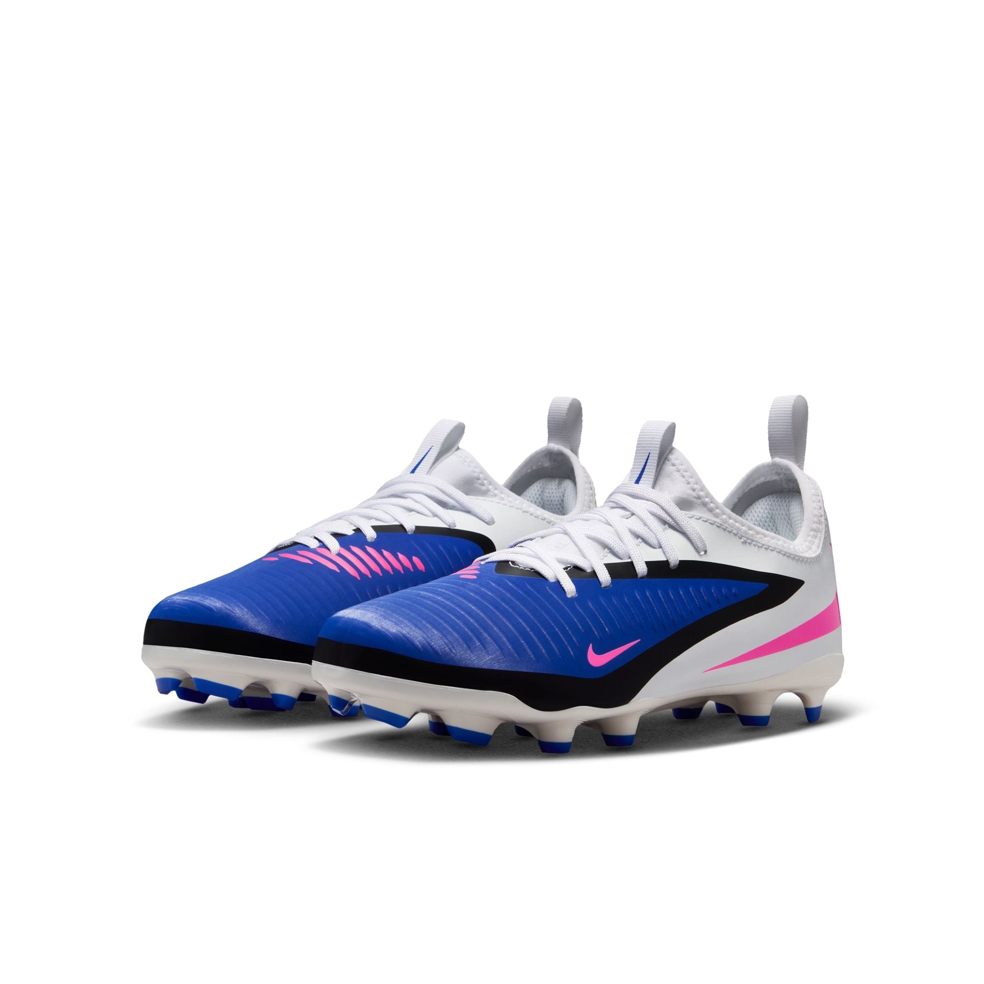 Nike Junior Phantom 6 Low Academy FG Firm Ground Soccer Cleats-Racer Blue/Pink Blast/White