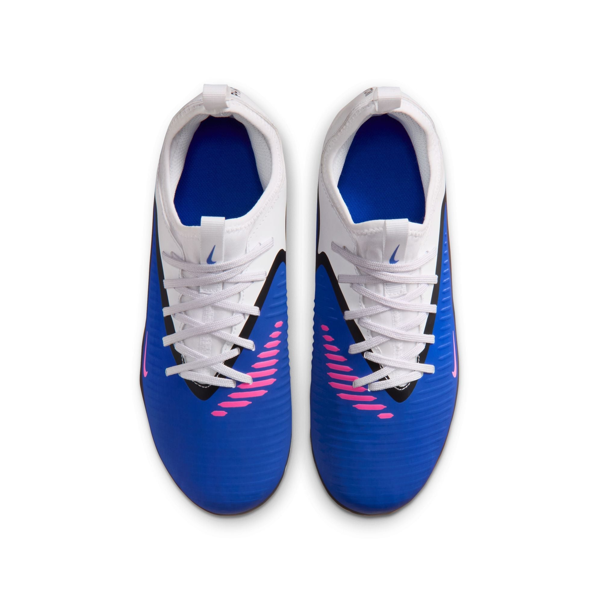 Nike Junior Phantom 6 Low Academy FG Firm Ground Soccer Cleats-Racer Blue/Pink Blast/White