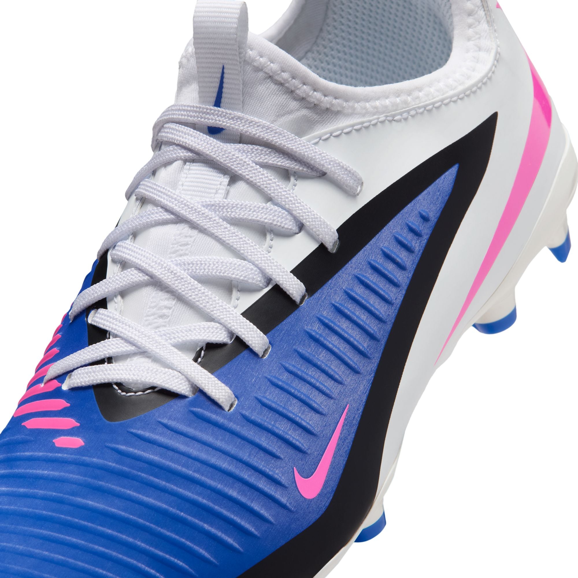 Nike Junior Phantom 6 Low Academy FG Firm Ground Soccer Cleats-Racer Blue/Pink Blast/White