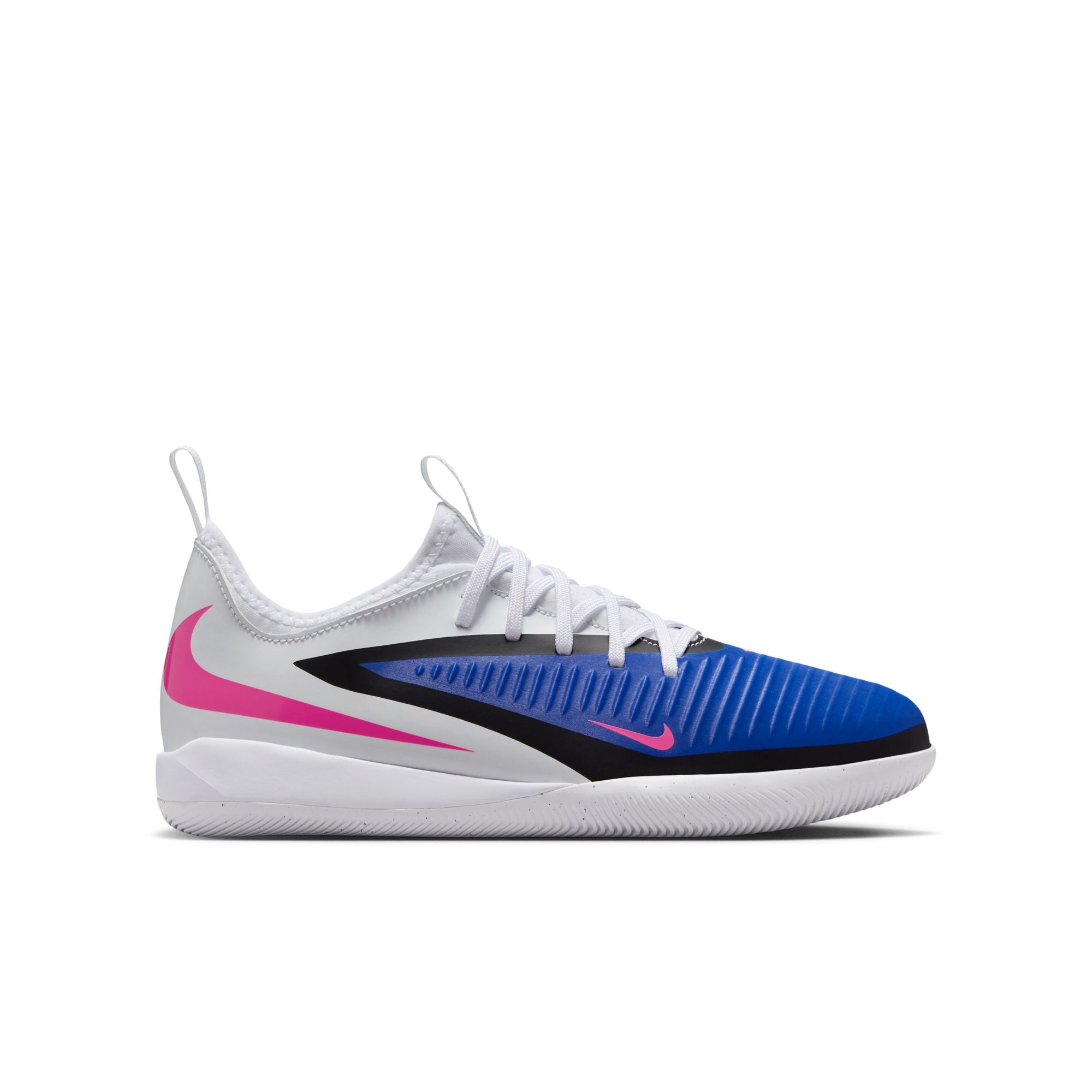 Nike Junior Phantom 6 Low Academy IN Indoor/Court Soccer Shoes-Racer Blue/Pink Blast/White