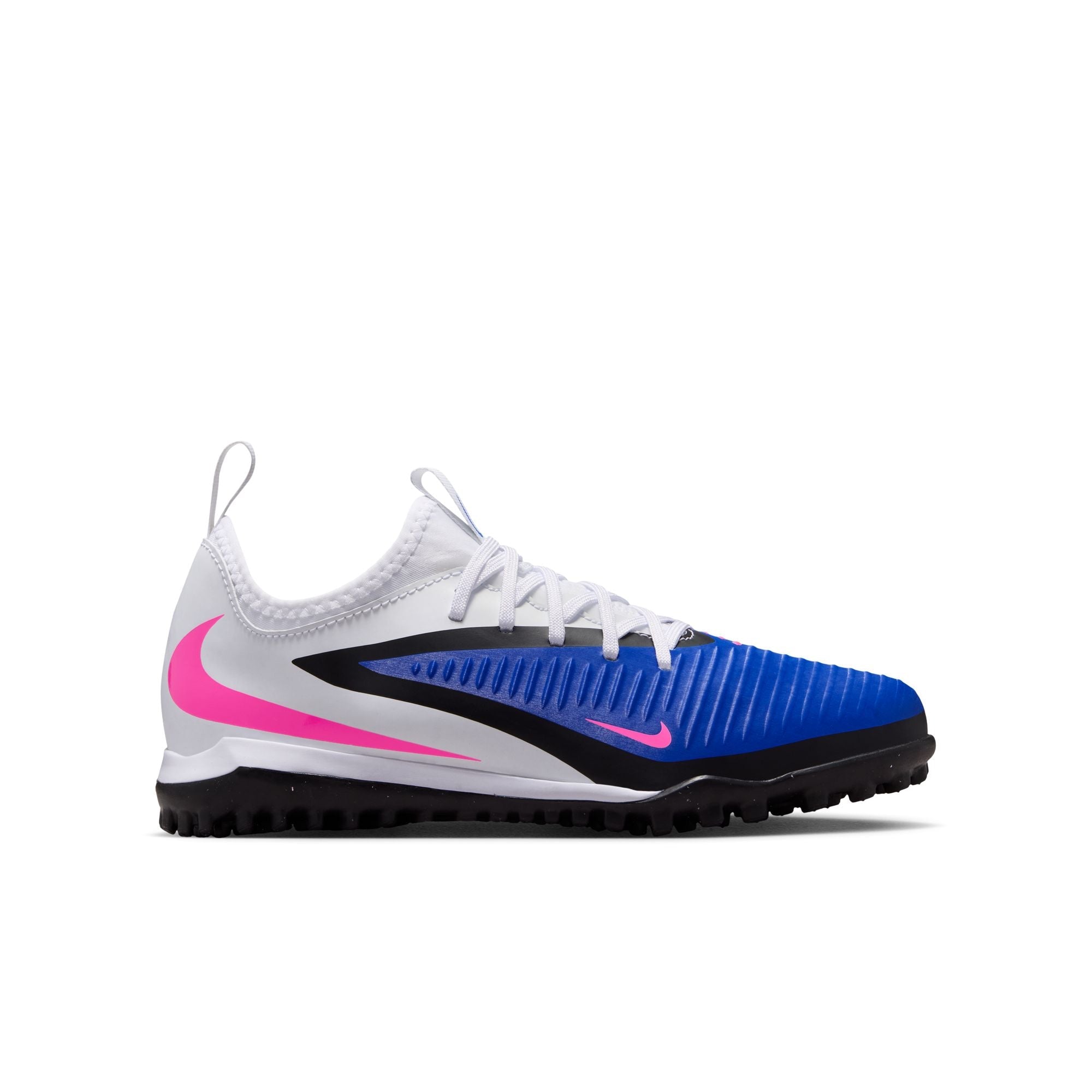 Nike Junior Phantom 6 Low Academy TF Turf Soccer Cleats- Racer Blue/Pink Blast/White