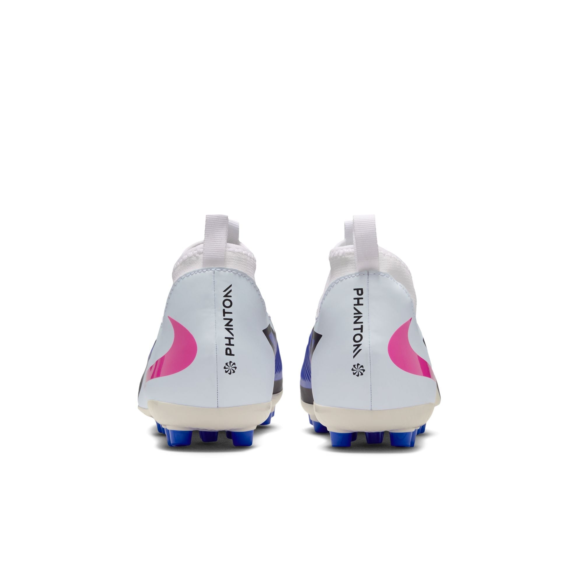 Nike Junior Phantom 6 High Academy FG Firm Ground Soccer Cleats- Racer Blue/Pink Blast/White