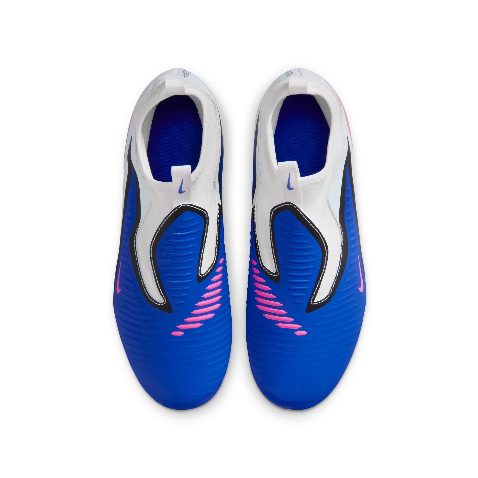 Nike Junior Phantom 6 High Academy FG Firm Ground Soccer Cleats- Racer Blue/Pink Blast/White