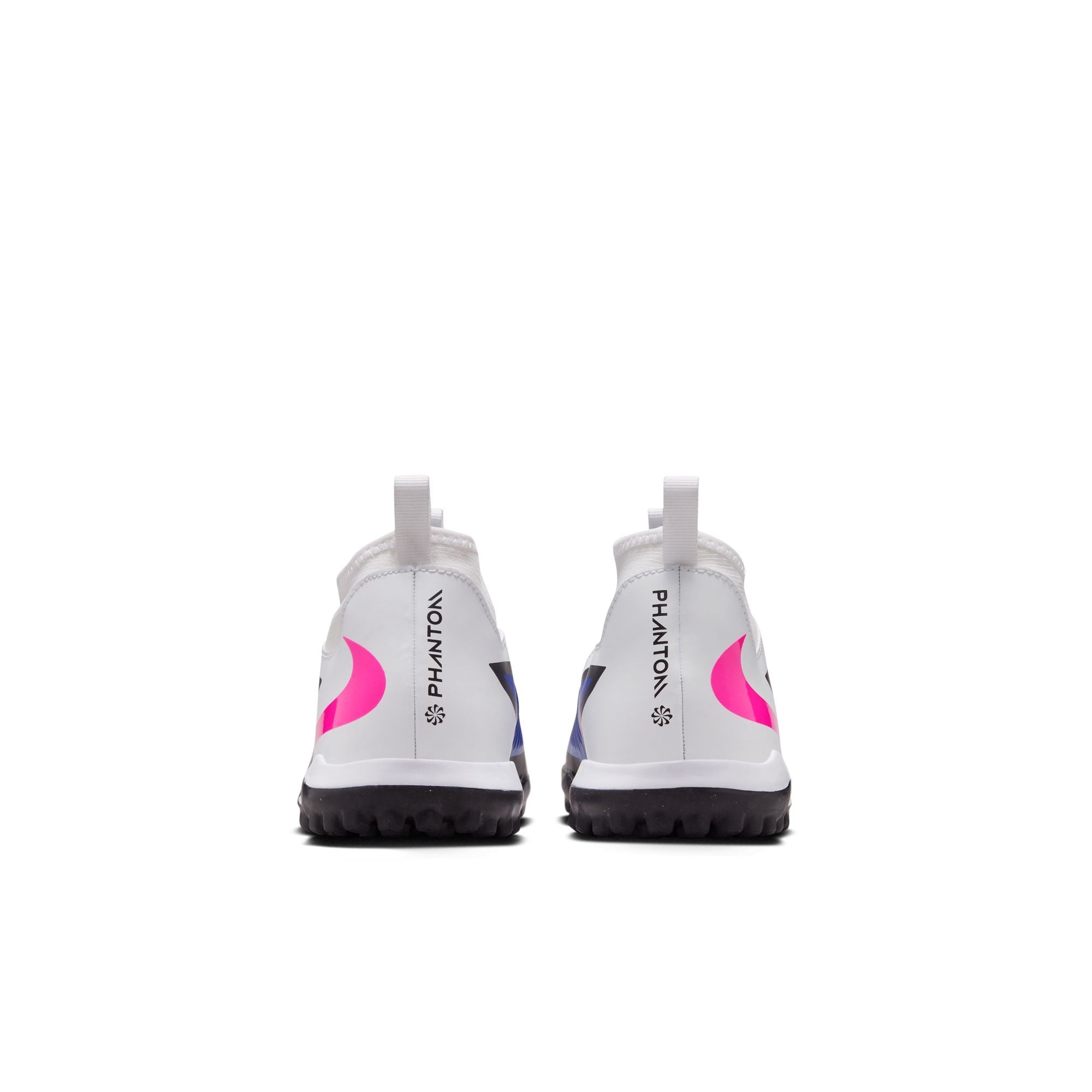 Nike Junior Phantom 6 High Academy TF Firm Turf Soccer Cleats- Racer Blue/Pink Blast/White