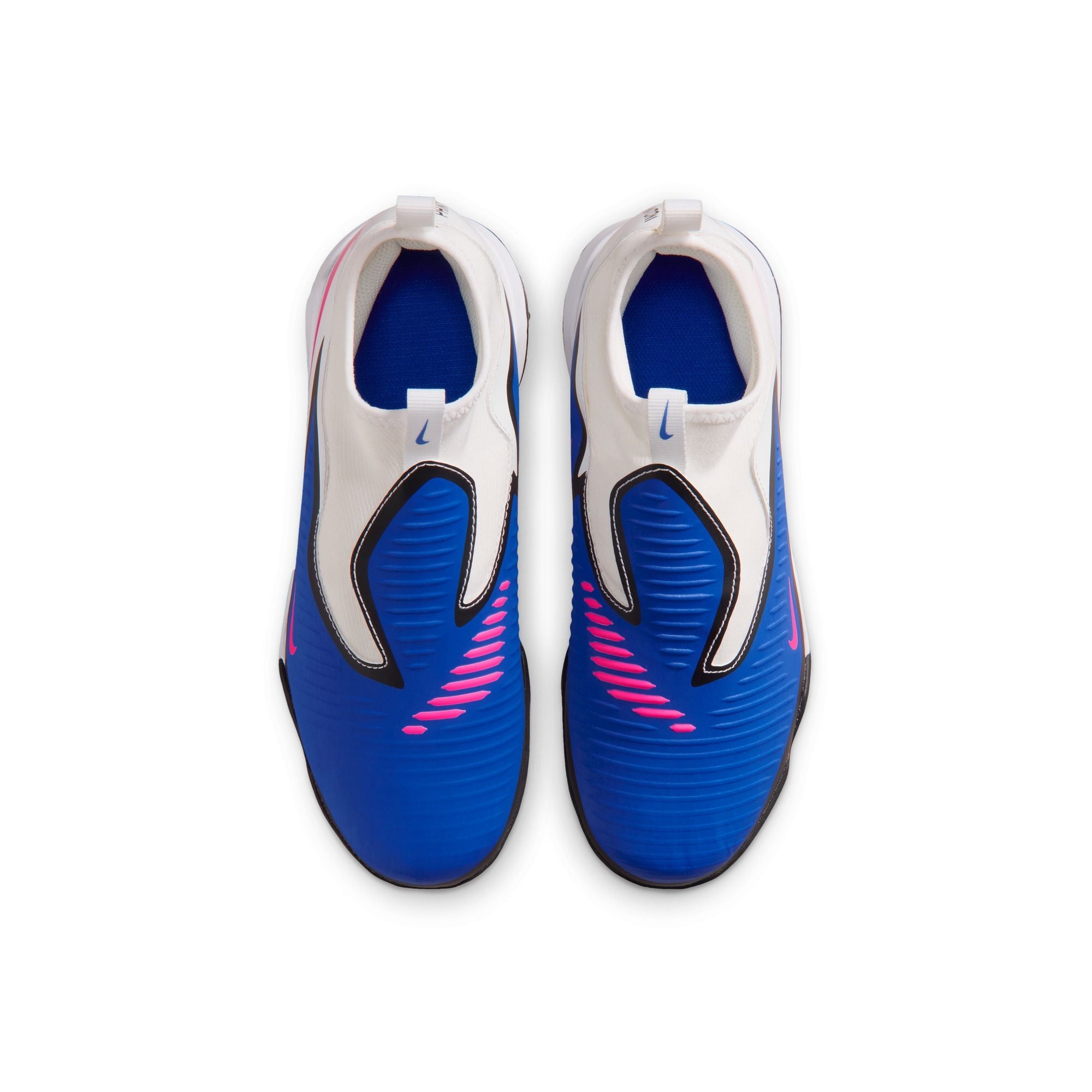 Nike Junior Phantom 6 High Academy TF Firm Turf Soccer Cleats- Racer Blue/Pink Blast/White