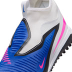 Nike Junior Phantom 6 High Academy TF Firm Turf Soccer Cleats- Racer Blue/Pink Blast/White