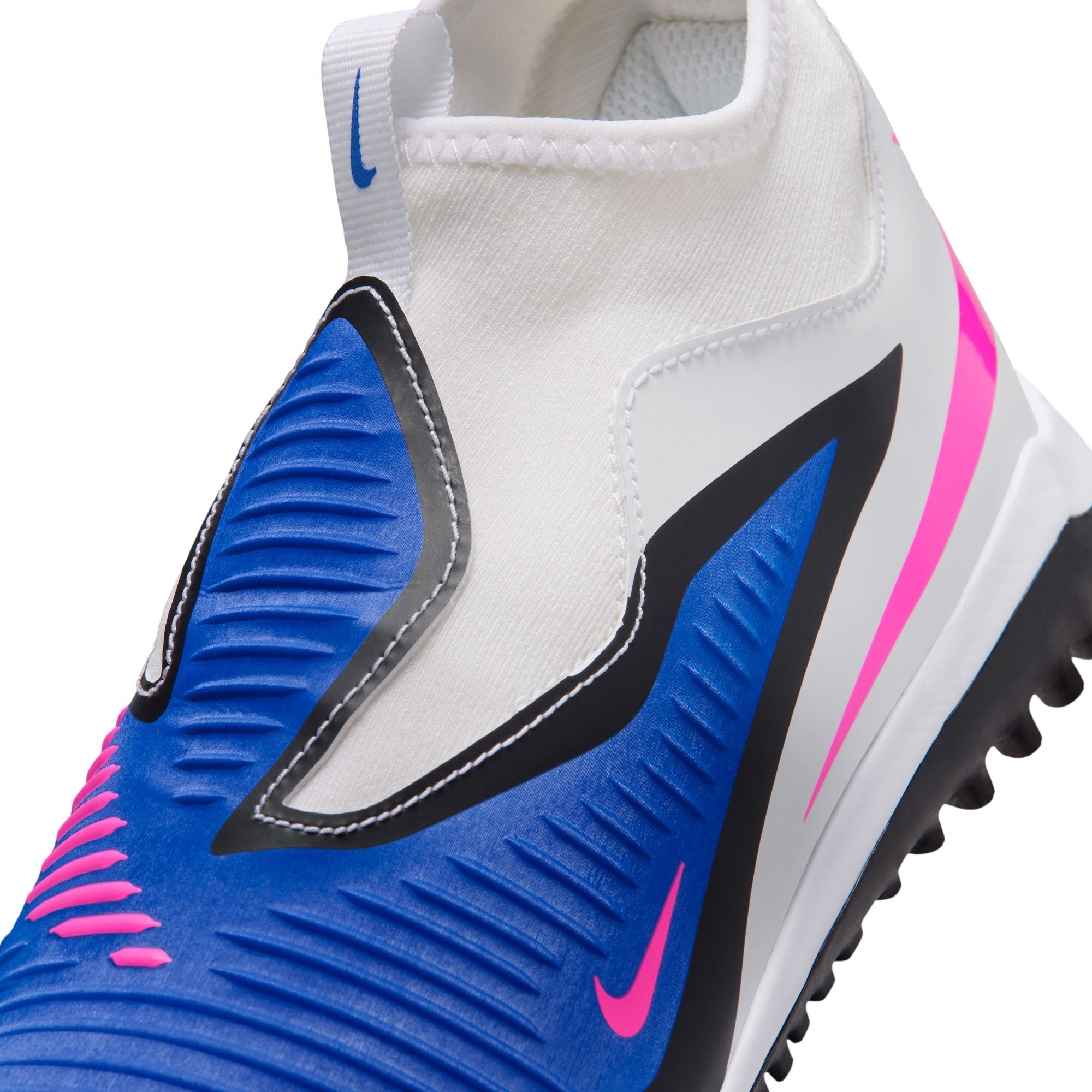 Nike Junior Phantom 6 High Academy TF Firm Turf Soccer Cleats- Racer Blue/Pink Blast/White