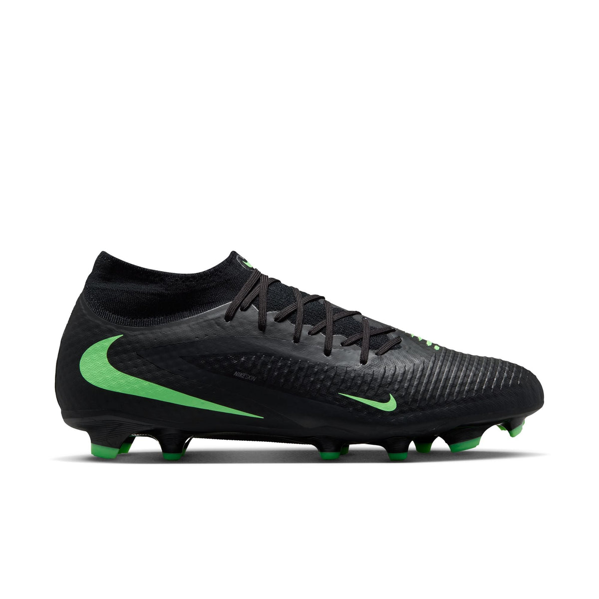 Nike Phantom 6 High Academy FG Firm Ground Soccer Cleats-Black/Illusion Green/Black