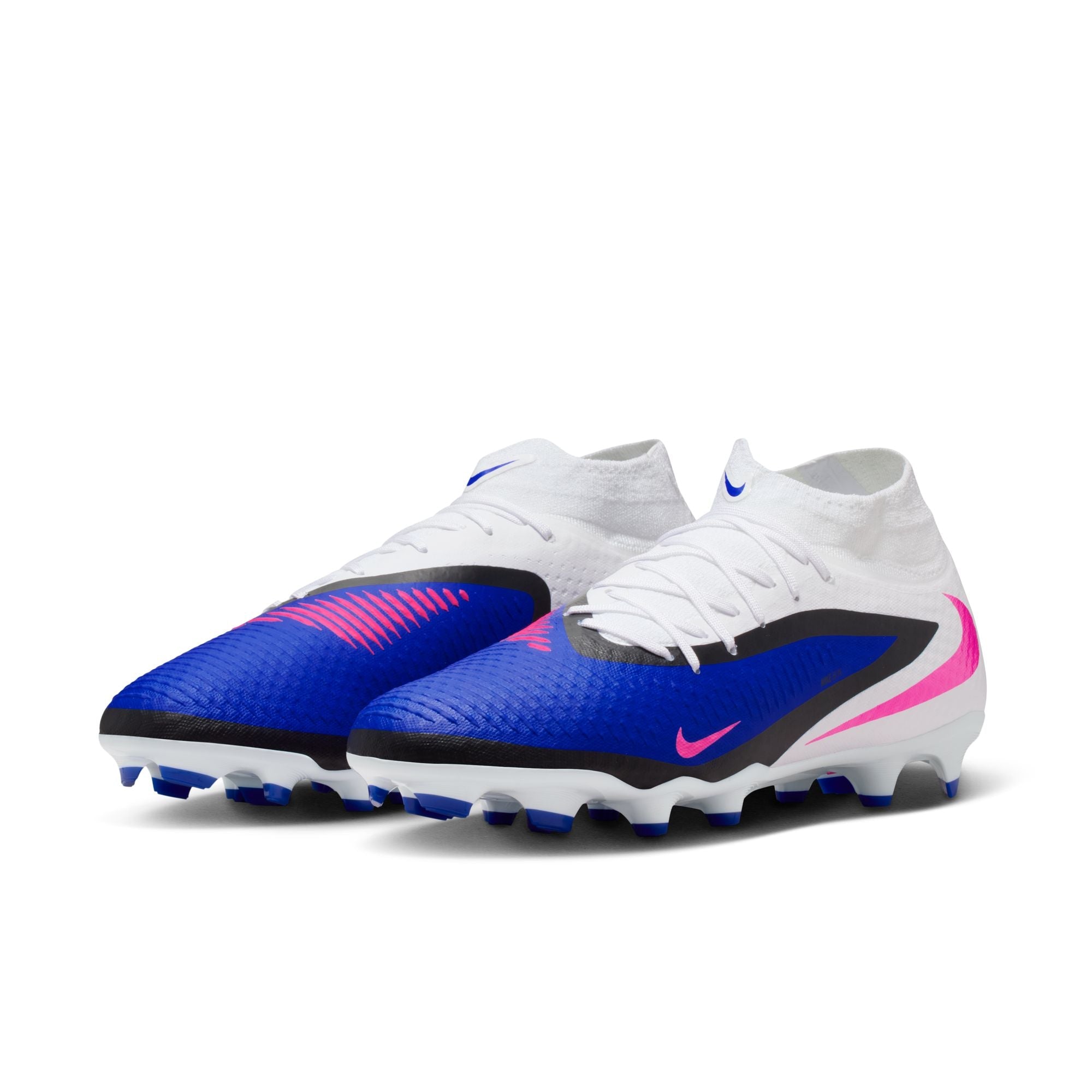 Nike Phantom 6 High Academy FG Firm Ground Soccer Cleats- Racer Blue/Pink Blast/White