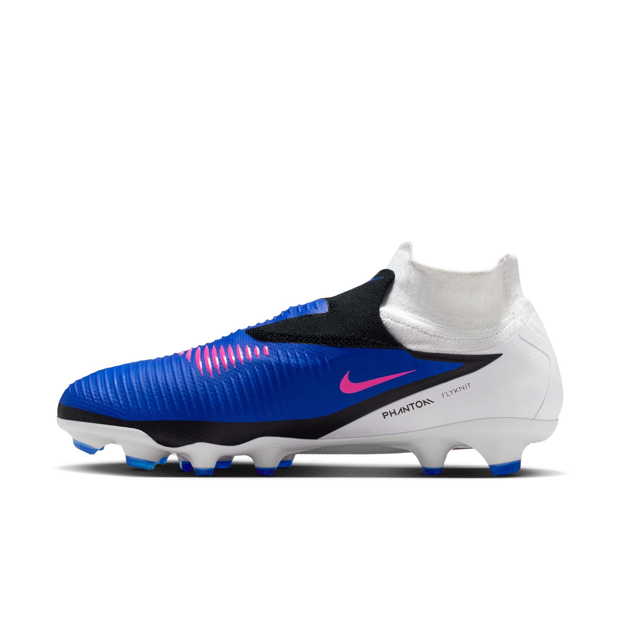 Nike Phantom 6 High Pro FG Firm Ground Soccer Cleats - Racer Blue/Pink Blast/White