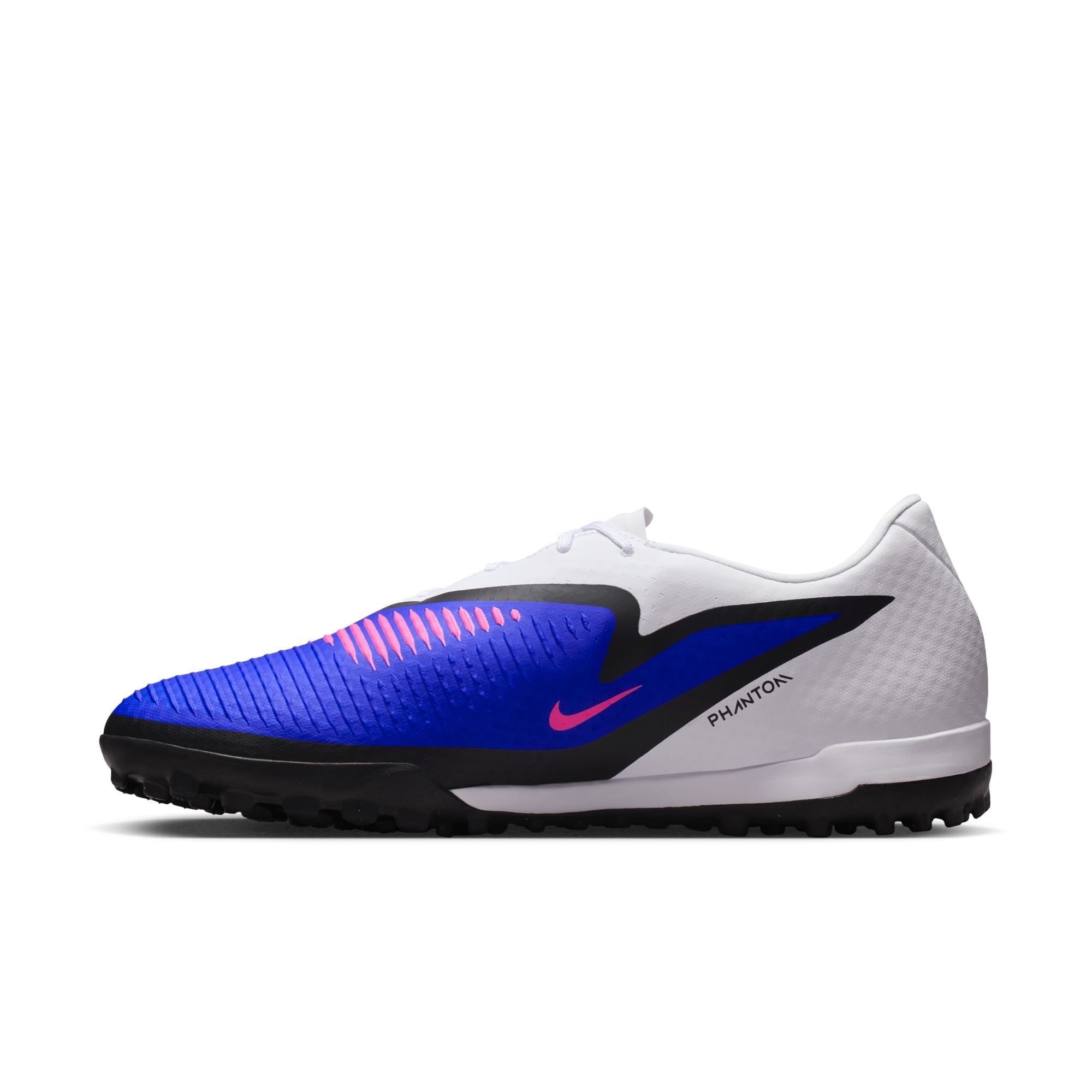 Nike Phantom 6 Low Academy TF Turf Soccer Cleats-Racer Blue/Pink Blast/White