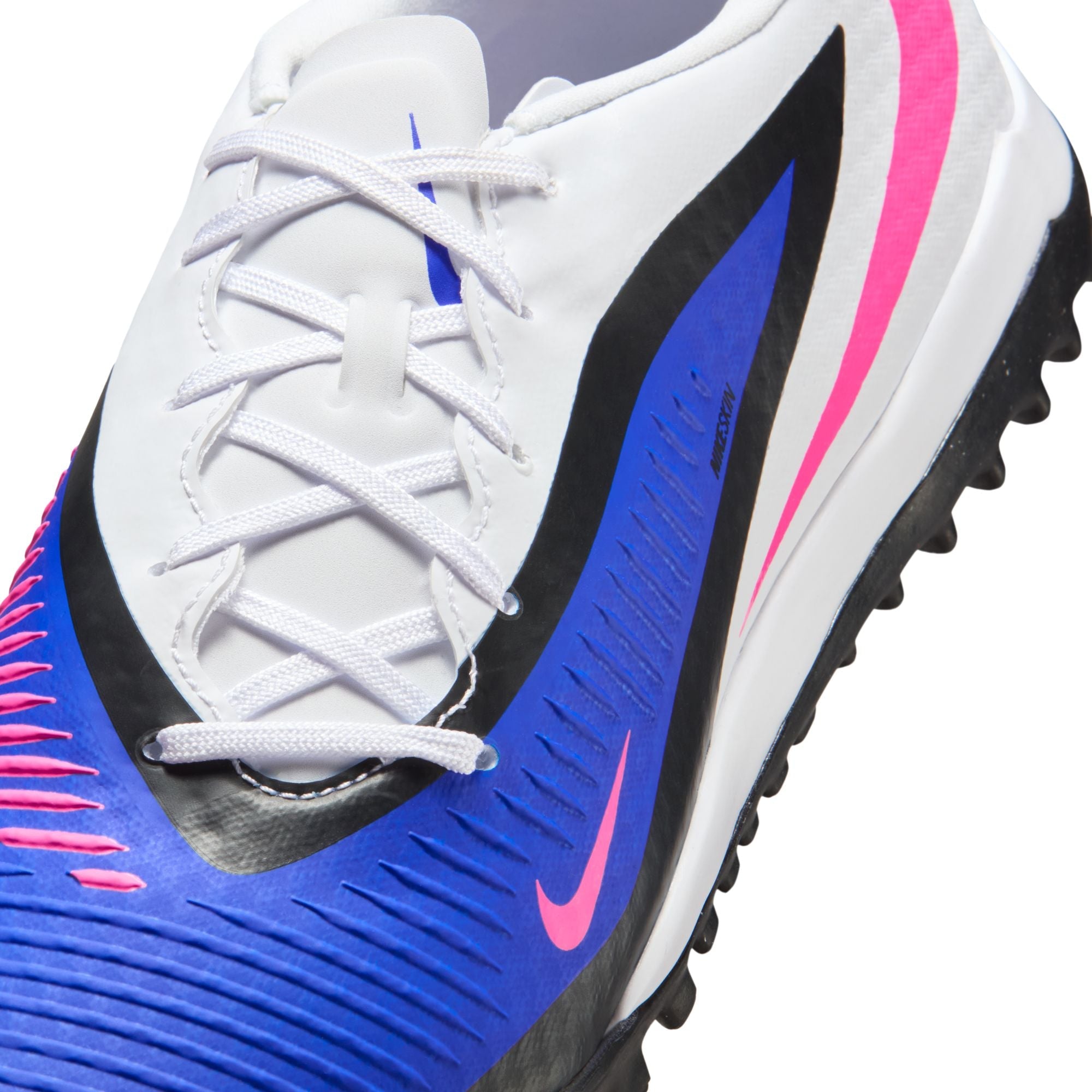 Nike Phantom 6 Low Academy TF Turf Soccer Cleats-Racer Blue/Pink Blast/White