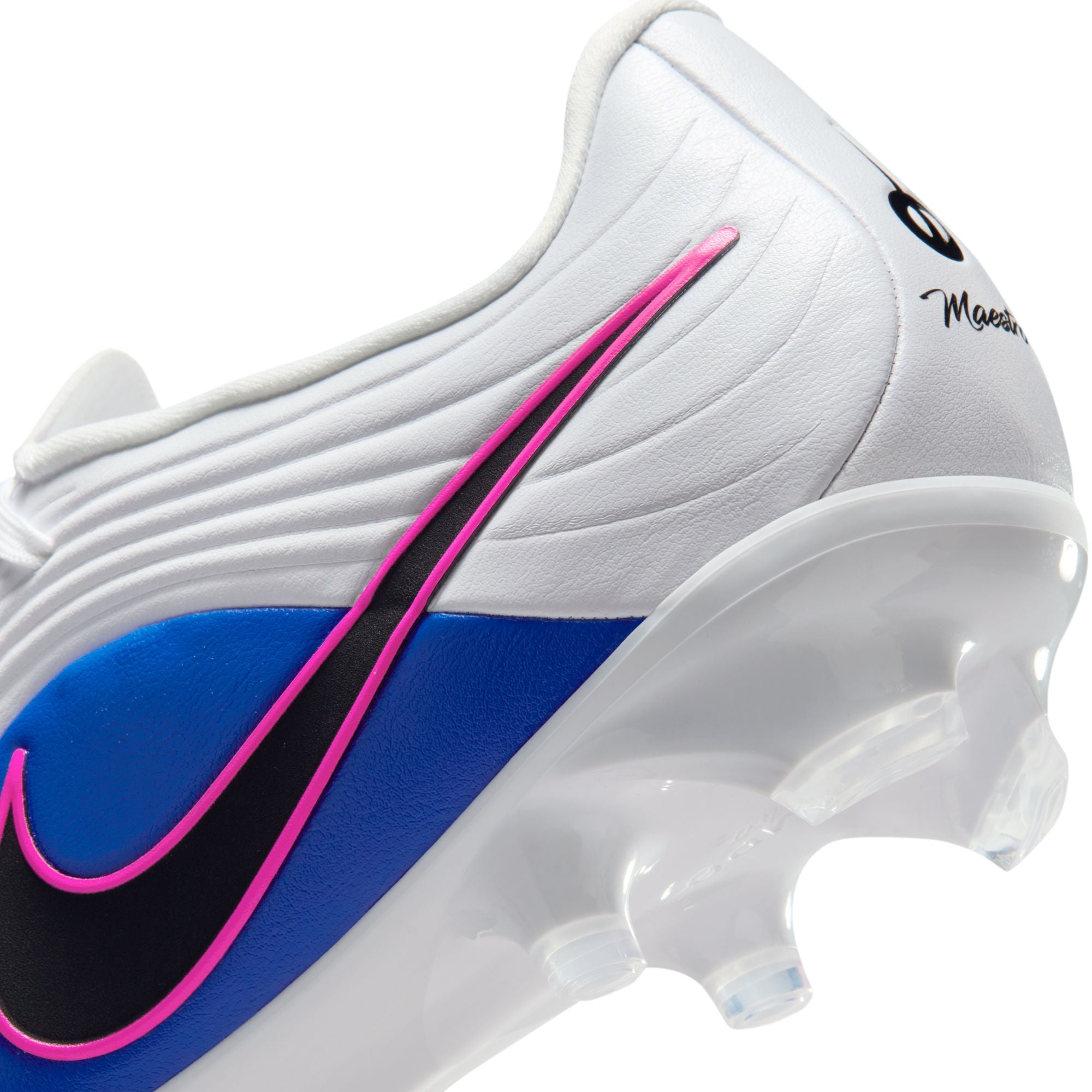 Nike Tiempo Maestro Academy FG Firm Ground Soccer Cleat - White/Black/Racer Blue/Pink Blast