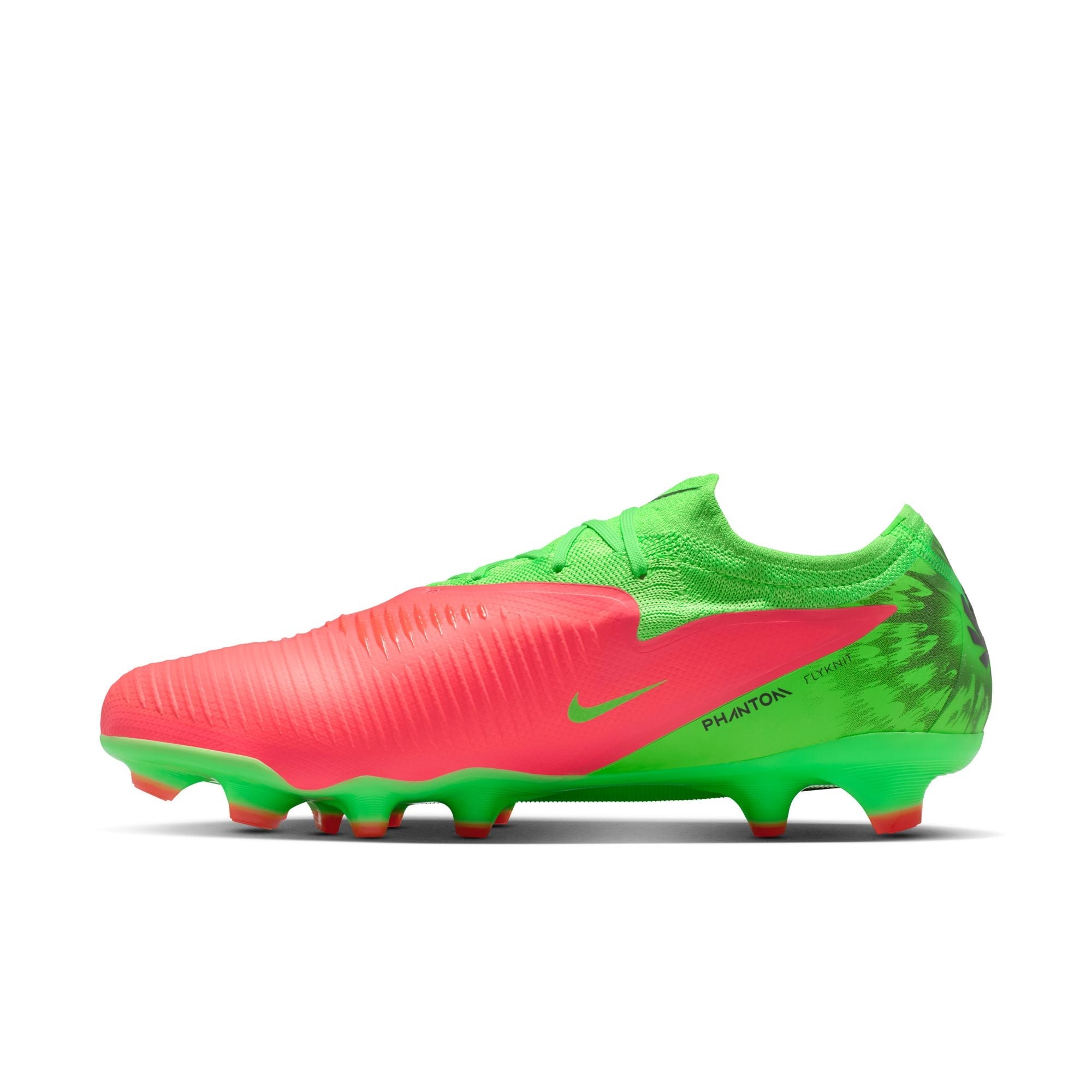 Nike Phantom 6 Low Pro "Erling Haaland" FG Firm Ground Soccer Cleats - Hot Punch/Black/Green Strike