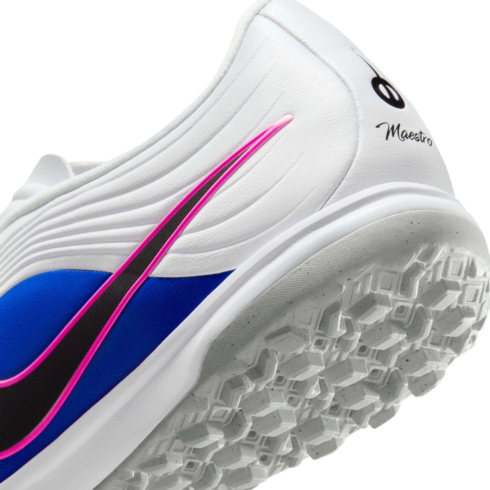 Nike Tiempo Maestro Academy TF Turf Soccer Cleat - White/Black/Racer Blue/Pink Blast