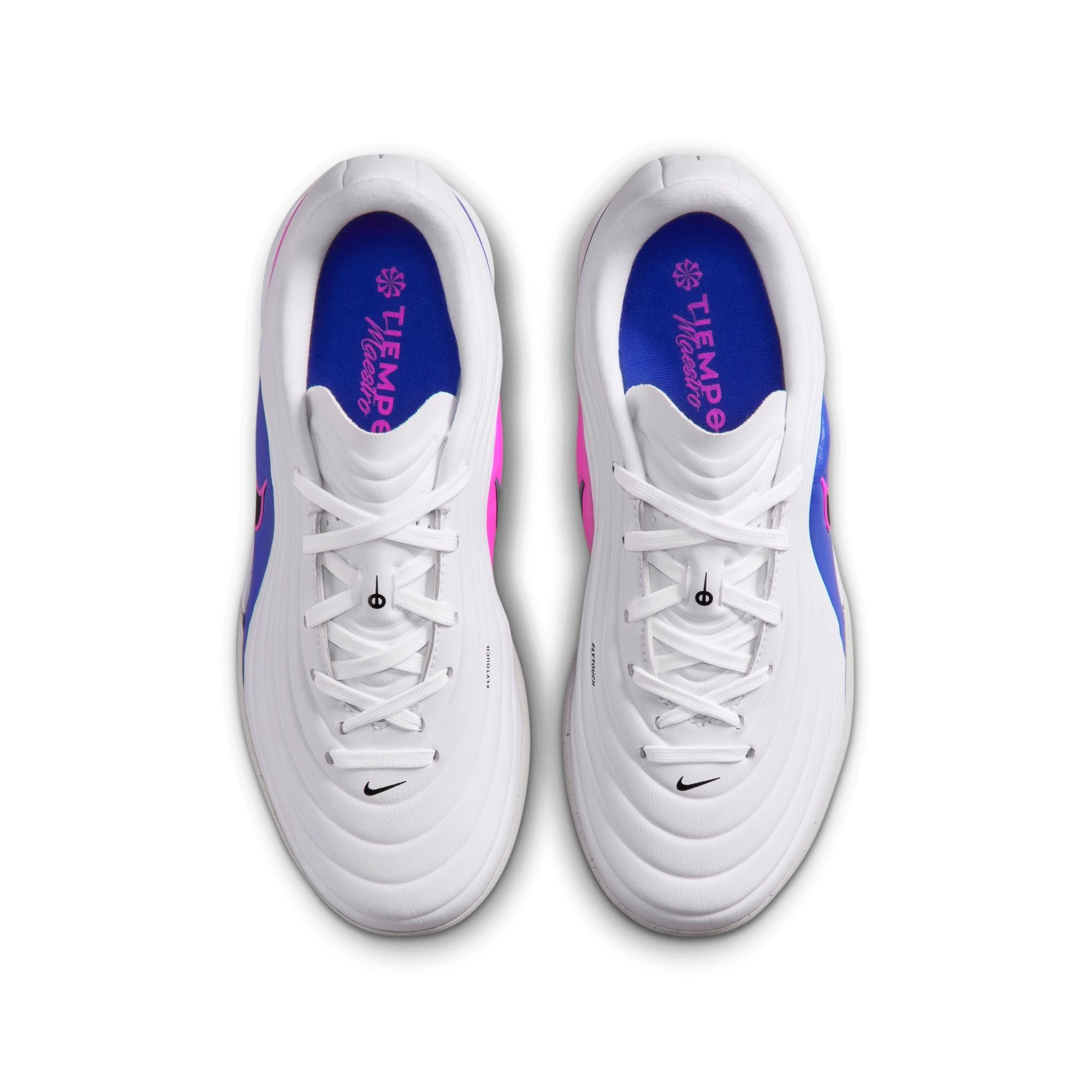 Nike Junior Tiempo Maestro Academy TF Turf Soccer Cleat - White/Black/Racer Blue/Pink Blast