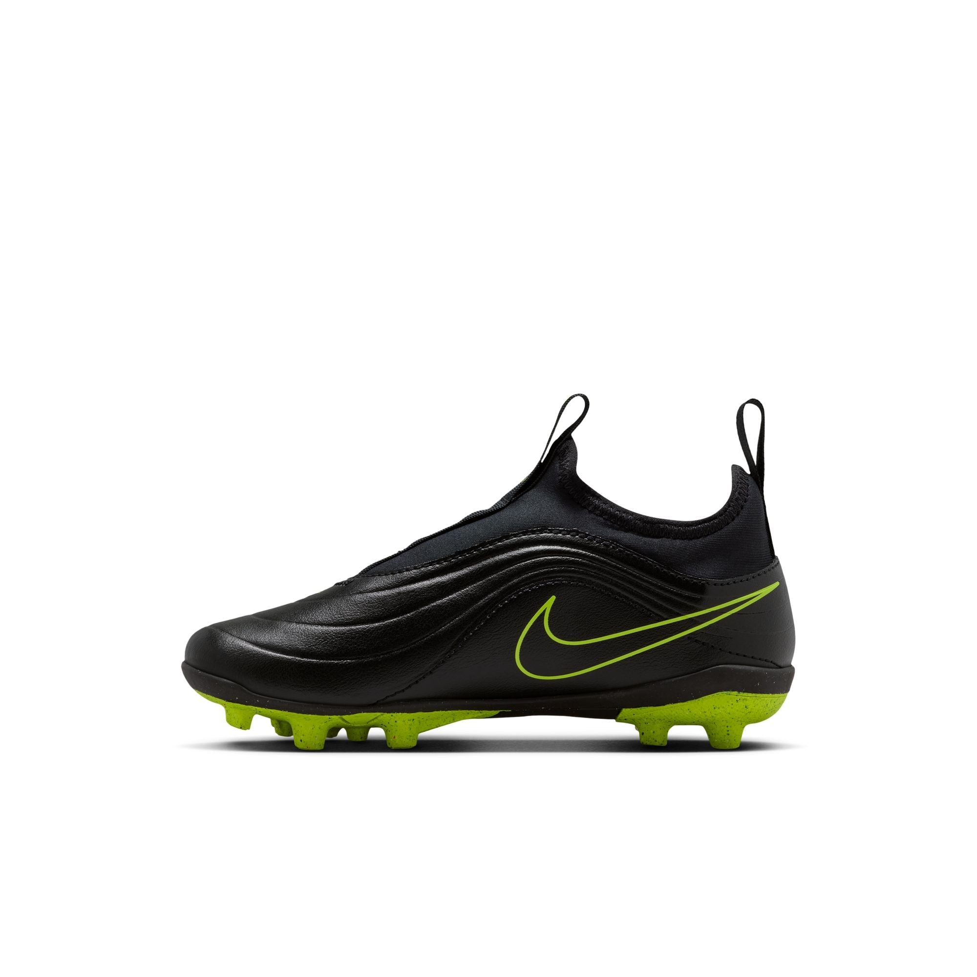 Nike Junior Tiempo Maestro Club FG Firm Ground Soccer Cleats- Black/Black/Volt