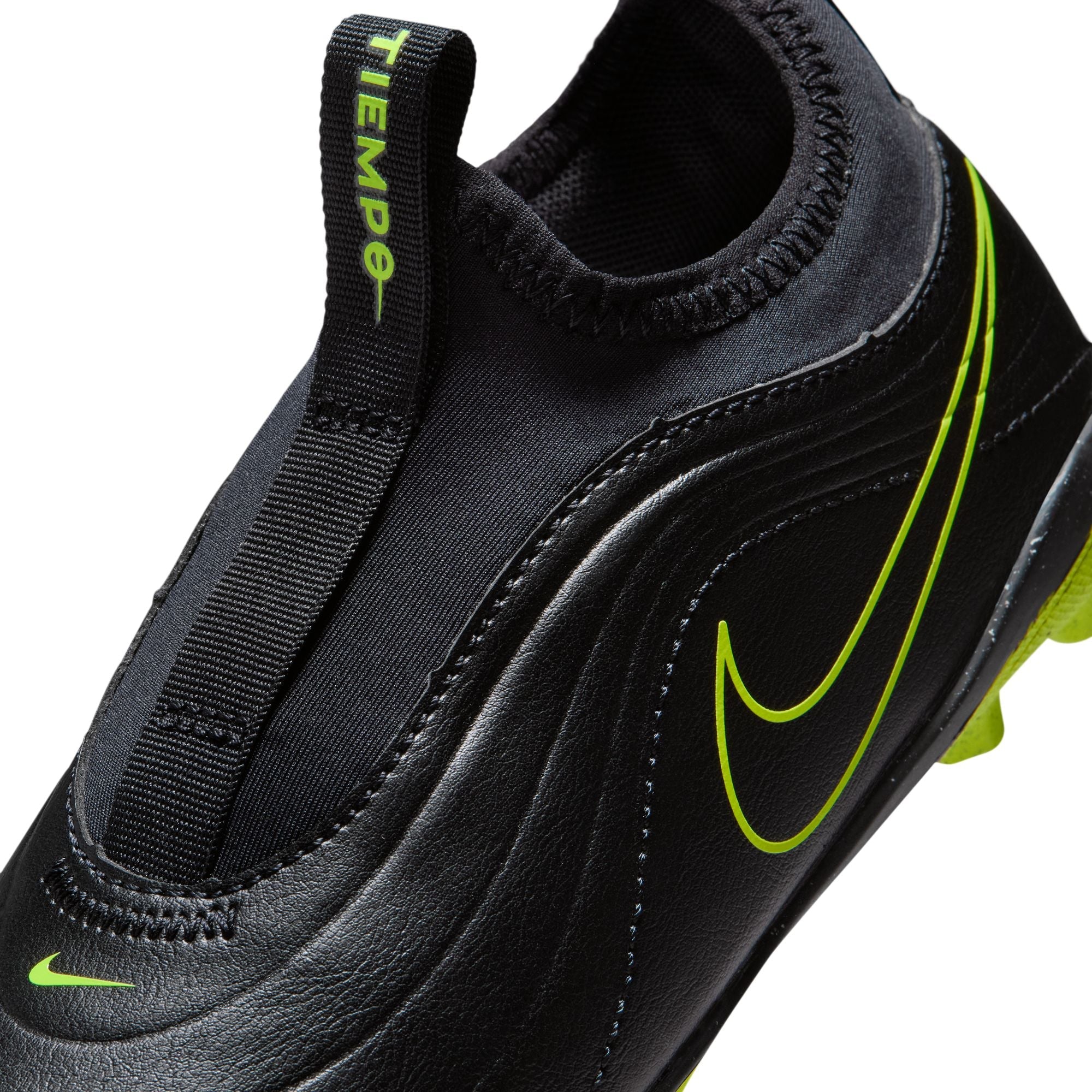 Nike Junior Tiempo Maestro Club FG Firm Ground Soccer Cleats- Black/Black/Volt