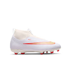 Nike Junior Zoom Mercurial Superfly 11 Academy FG Firm Ground Soccer Cleats-White/Blur/Bright Crimson