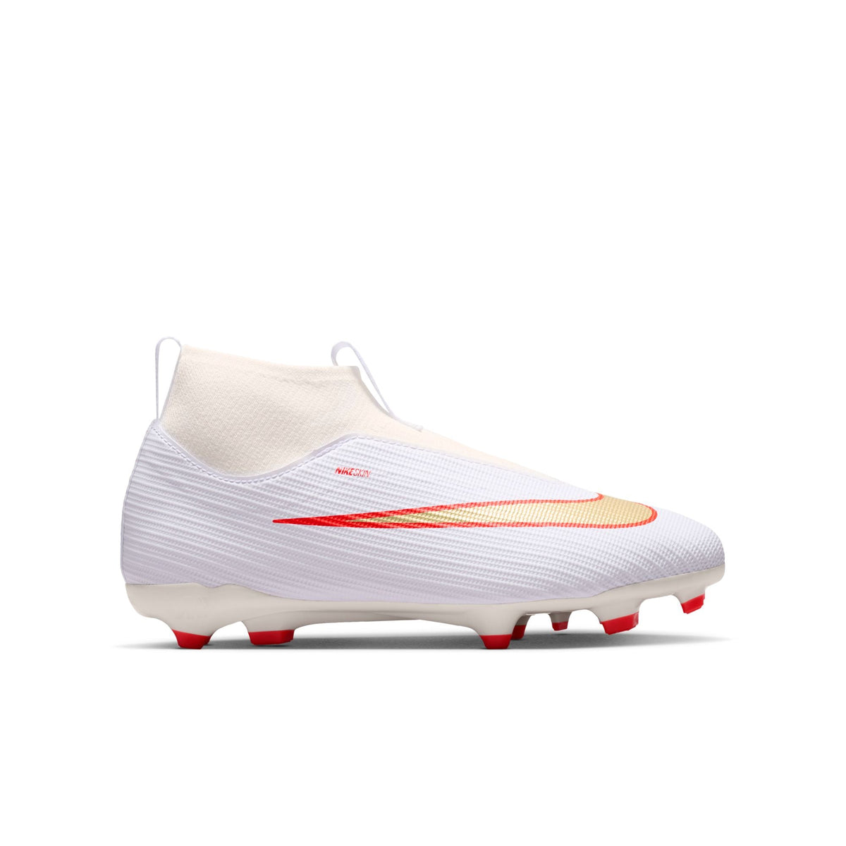 Nike Junior Zoom Mercurial Superfly 11 Academy FG Firm Ground Soccer Cleats-White/Blur/Bright Crimson
