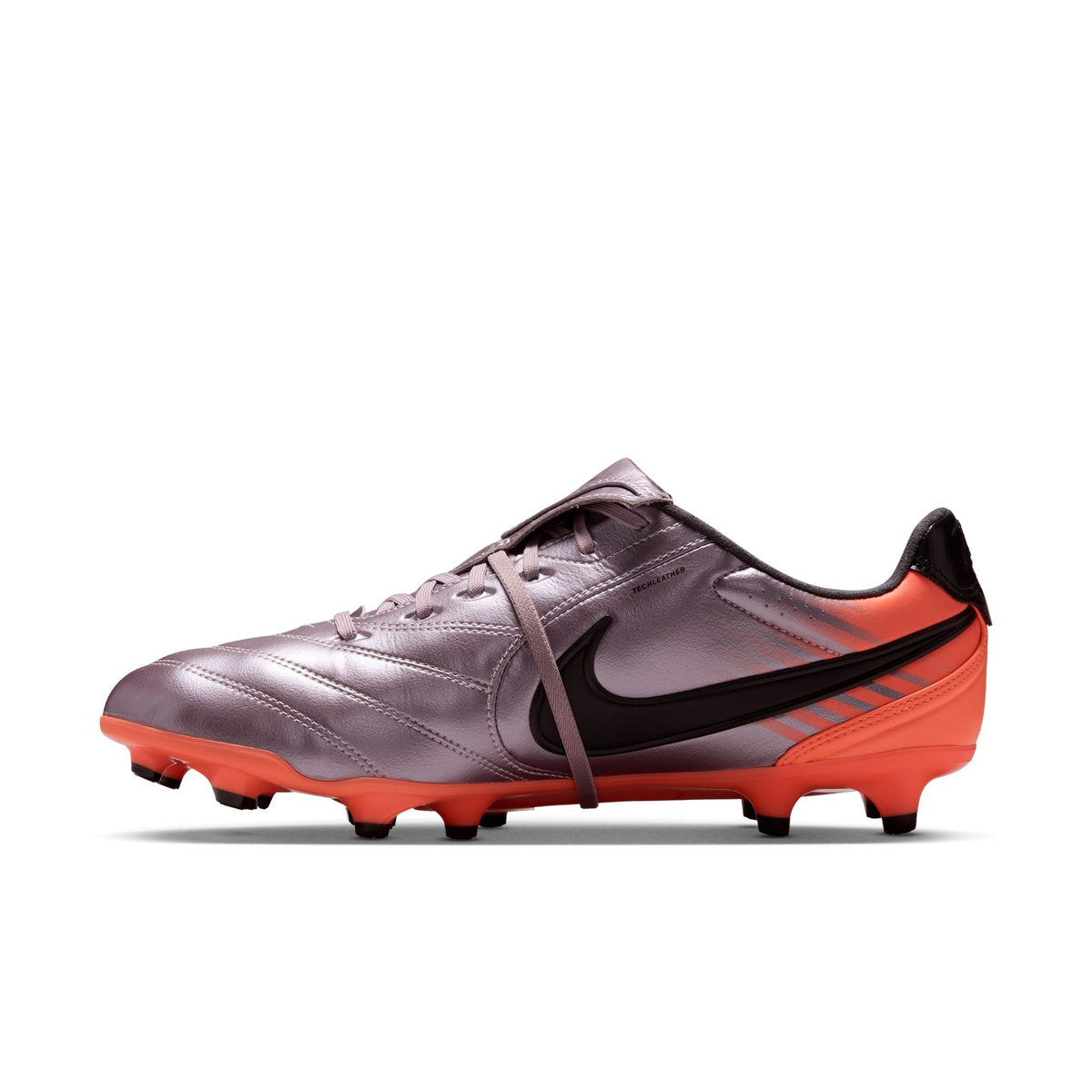 Nike Tiempo Ligera Pro Fold Tongue FG Firm Ground Soccer Cleats- Bleached Lilac/Black/Total Orange