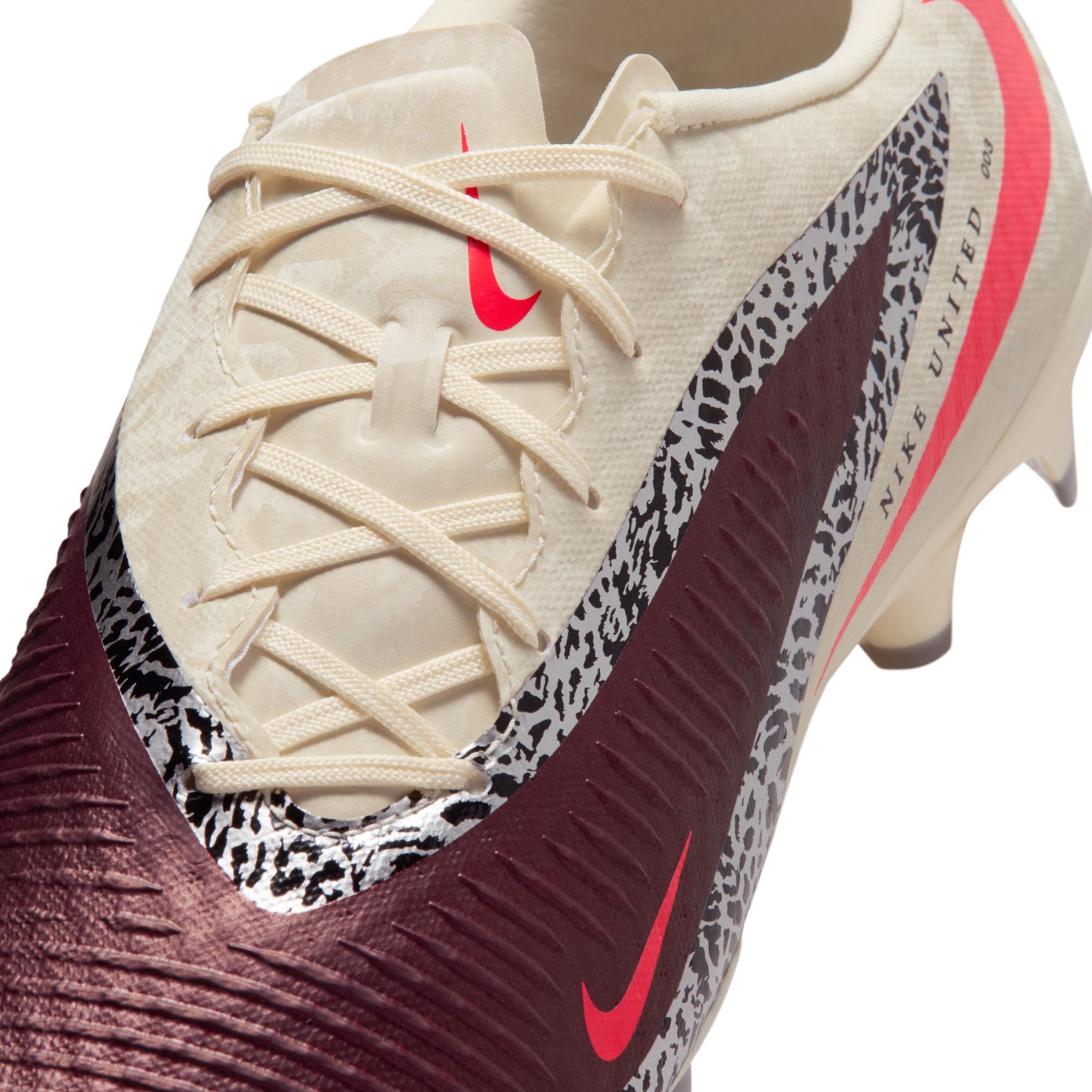 Nike United Phantom 6 Low Academy FG Firm Ground Soccer Cleats- Burgundy Crush/University Red/ Fossil