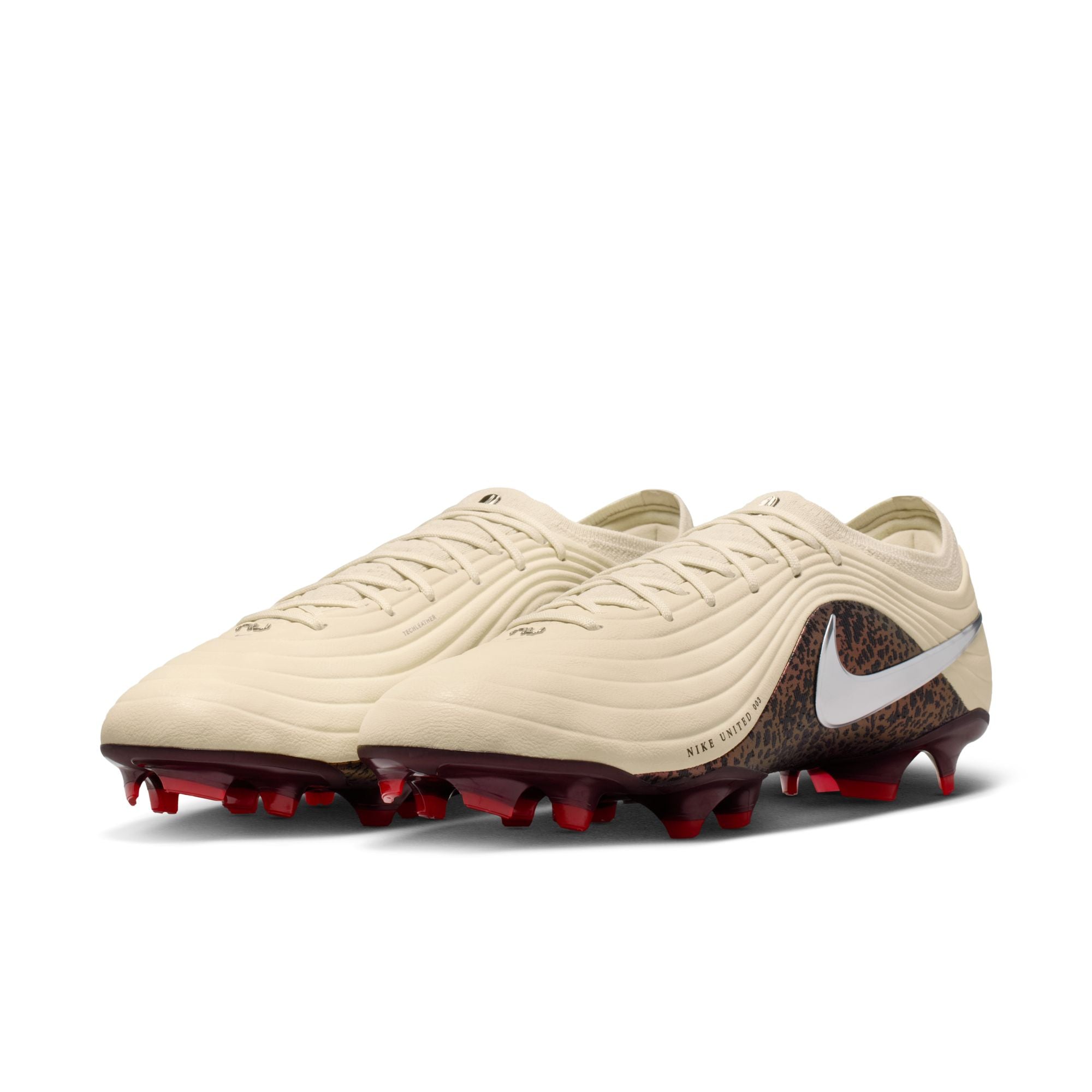 Nike United Tiempo Maestro Elite Firm-Ground Soccer Cleats- Fossil/Metallic Silver/ Burgundy Crush