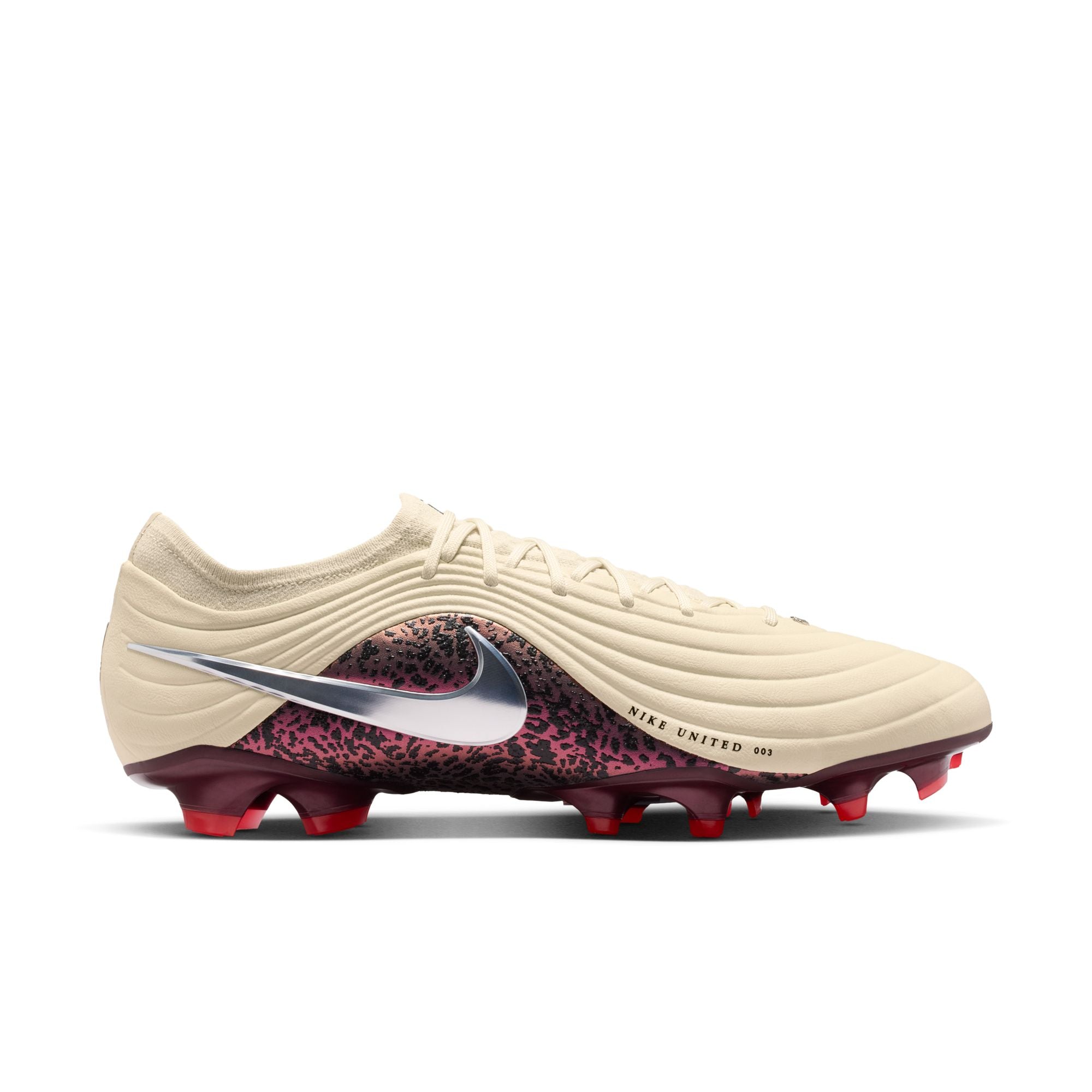 Nike United Tiempo Maestro Elite Firm-Ground Soccer Cleats- Fossil/Metallic Silver/ Burgundy Crush