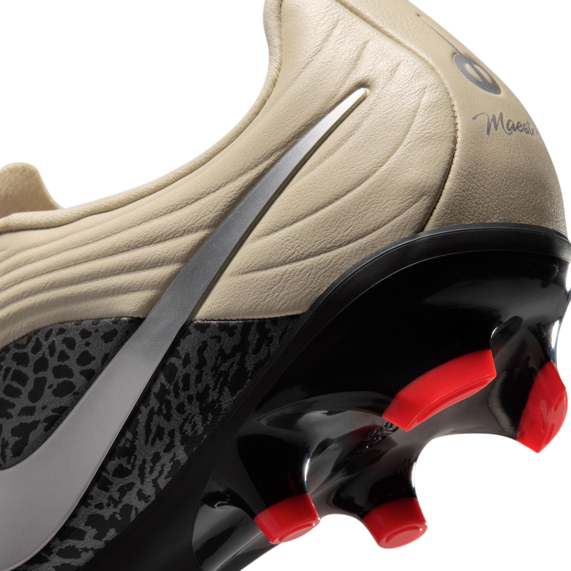 Nike Tiempo Maestro Academy FG Firm Ground Soccer Cleat - Fossil/Metallic Silver/Burgundy Crush