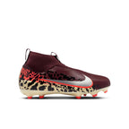 Nike United Junior Zoom Mercurial Superfly 10 Academy FG Firm Ground Soccer Cleats- Burgundy Crush/Metallic Silver