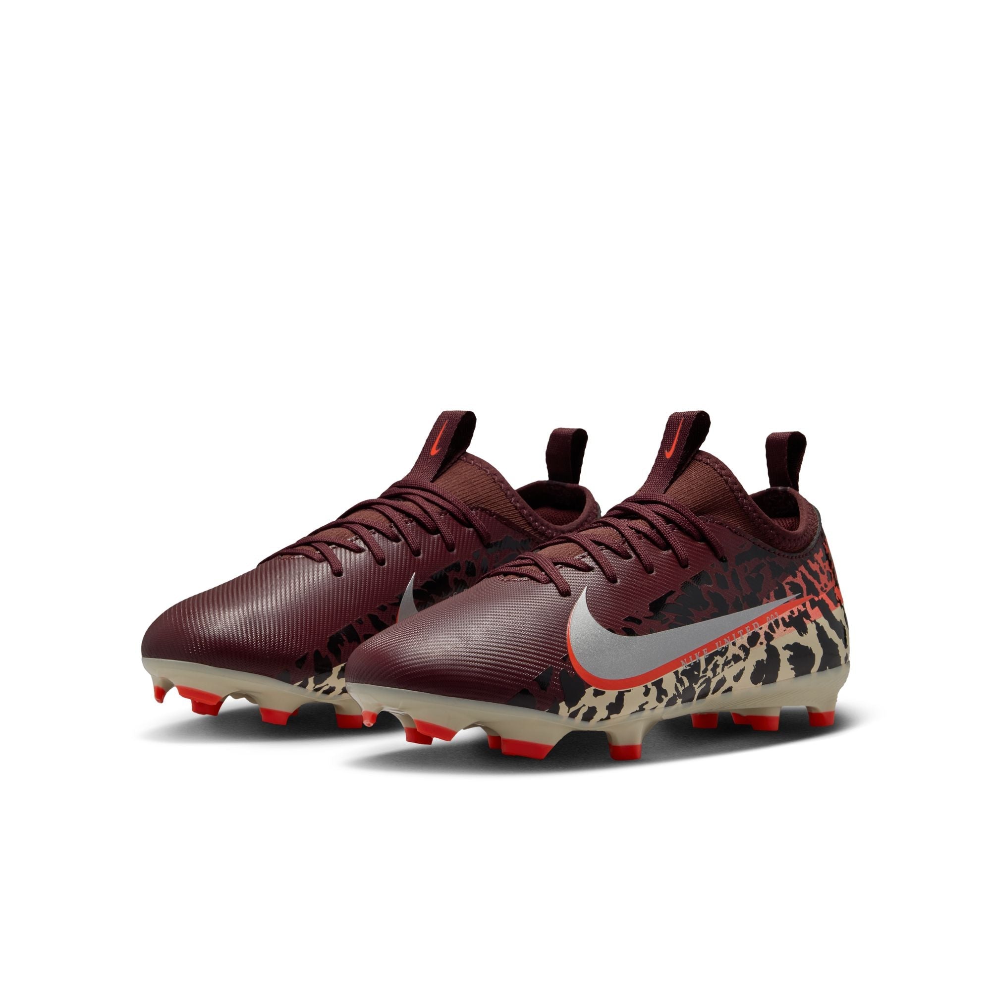 Nike United Junior Mercurial Vapor 16 Academy FG Firm Ground Low-Top Soccer Cleats- Burgundy Crush/Metallic Silver