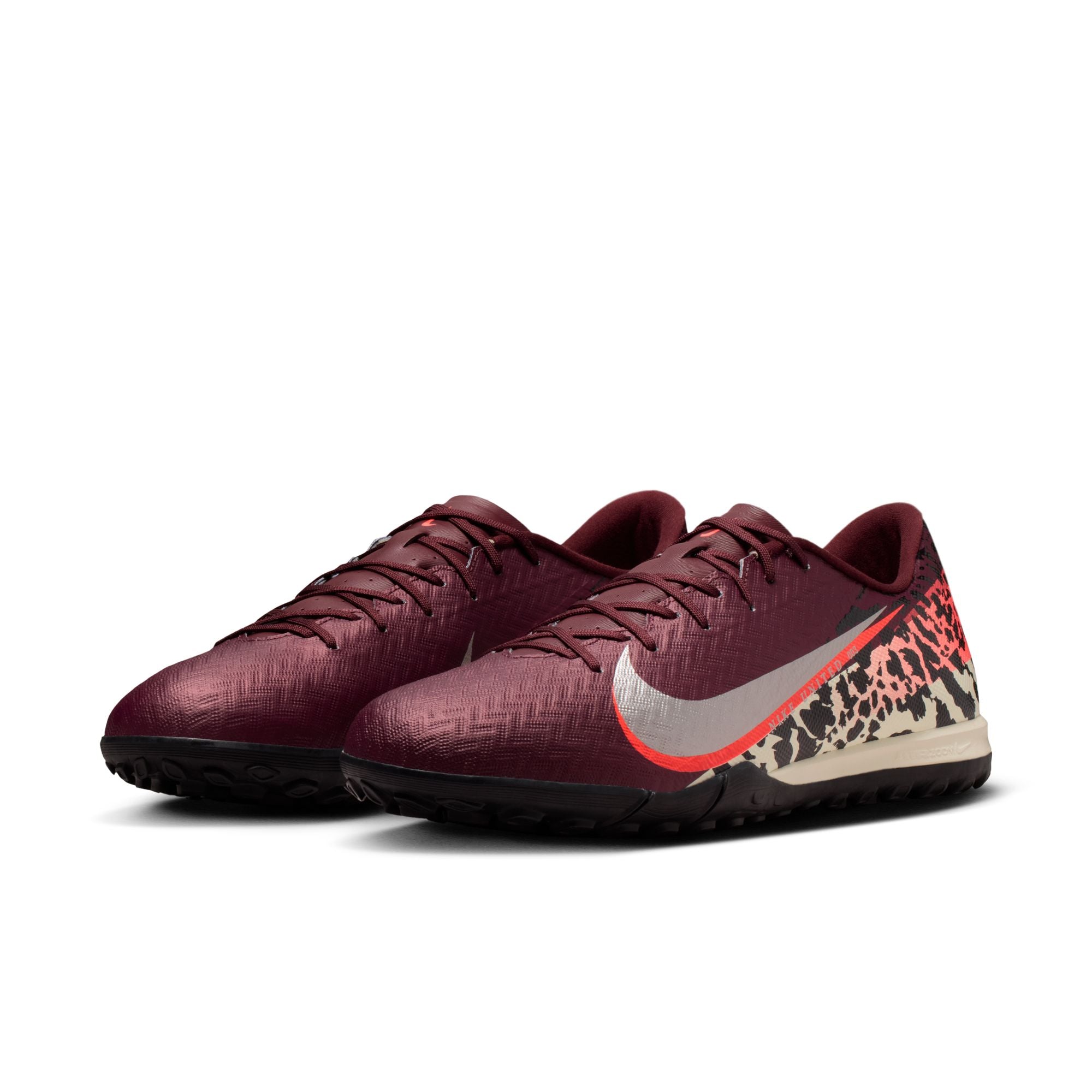 Nike United Air Zoom Mercurial Vapor 16 Academy TF Turf Soccer Shoes-  Burgundy Crush/Metallic Silver