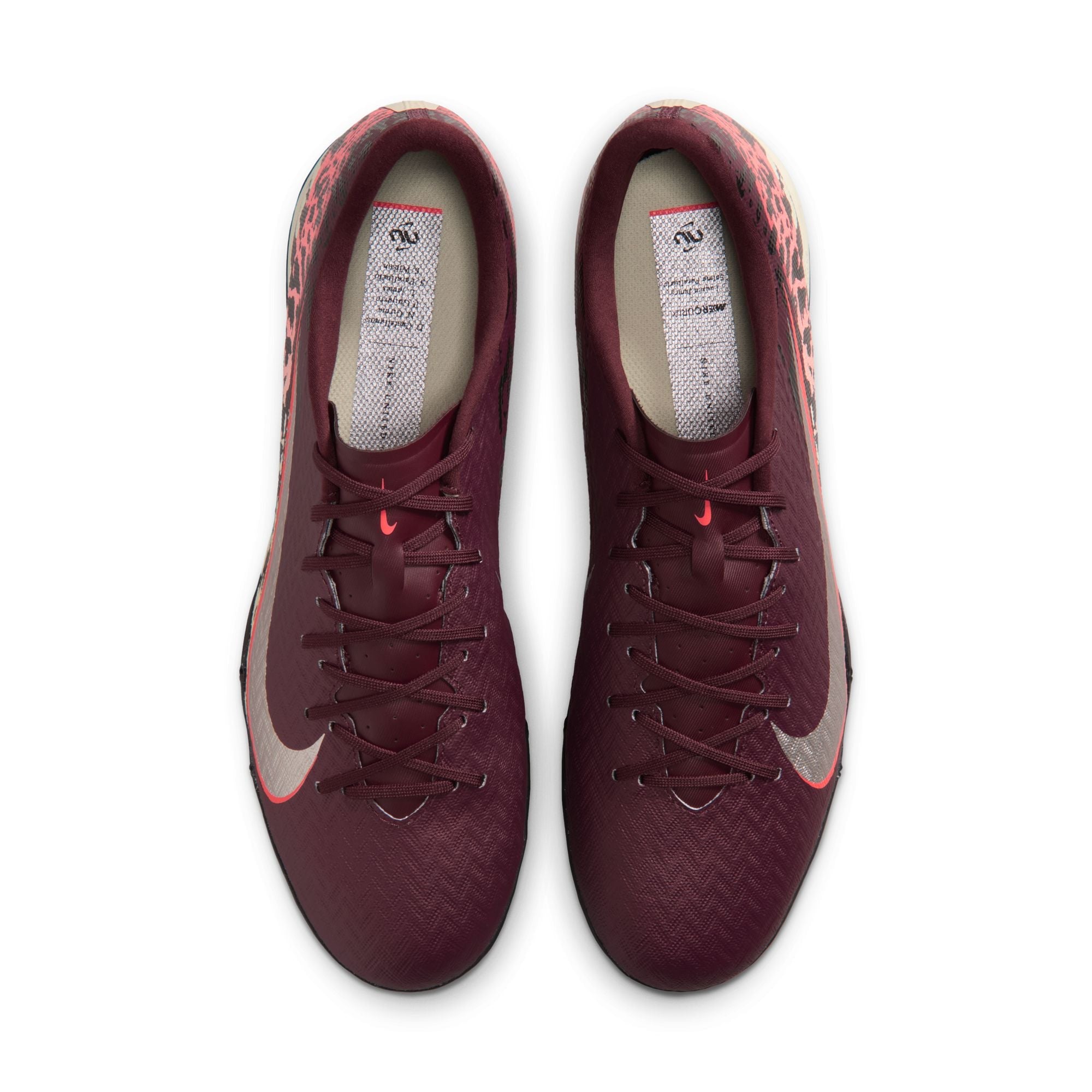 Nike United Air Zoom Mercurial Vapor 16 Academy TF Turf Soccer Shoes-  Burgundy Crush/Metallic Silver