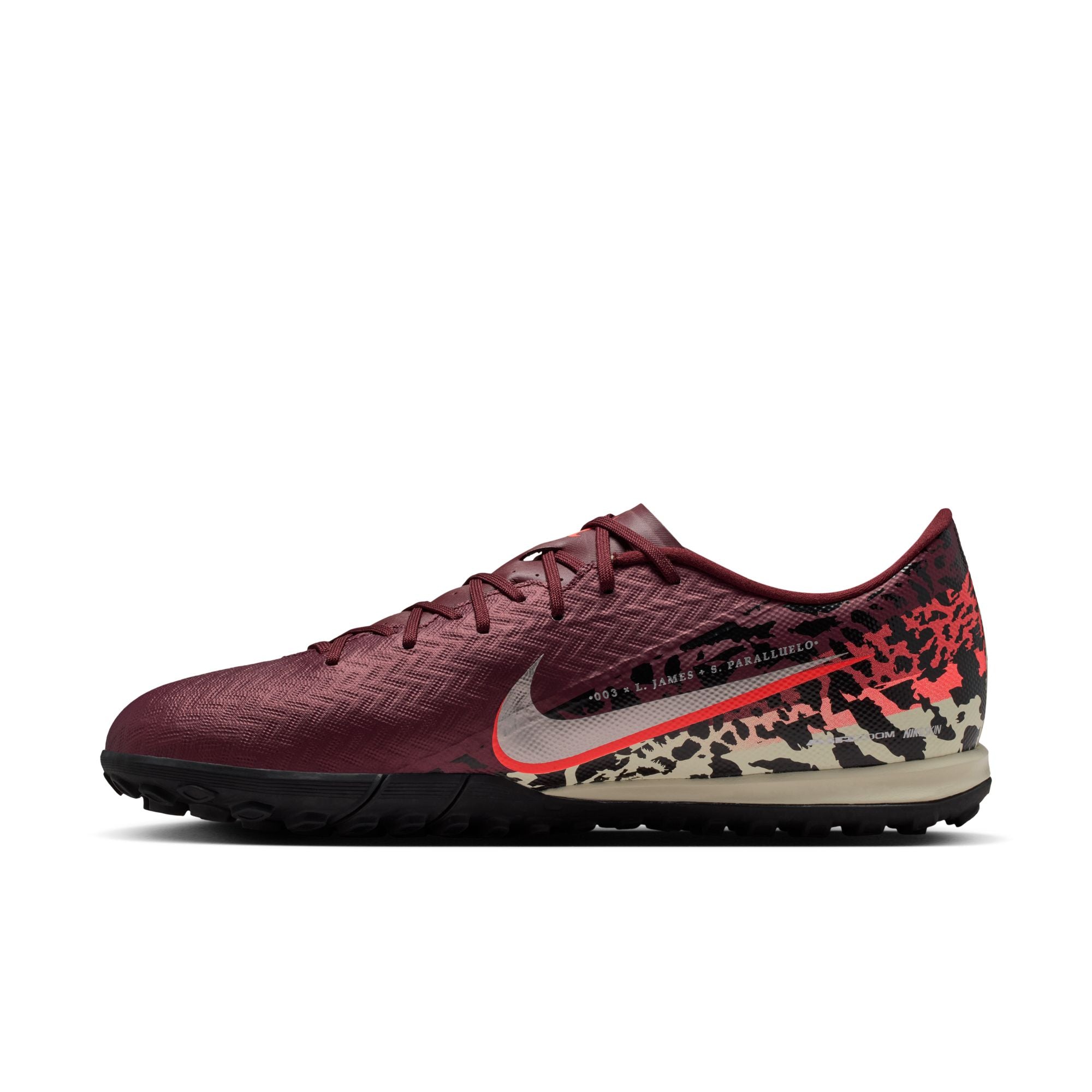 Nike United Air Zoom Mercurial Vapor 16 Academy TF Turf Soccer Shoes-  Burgundy Crush/Metallic Silver