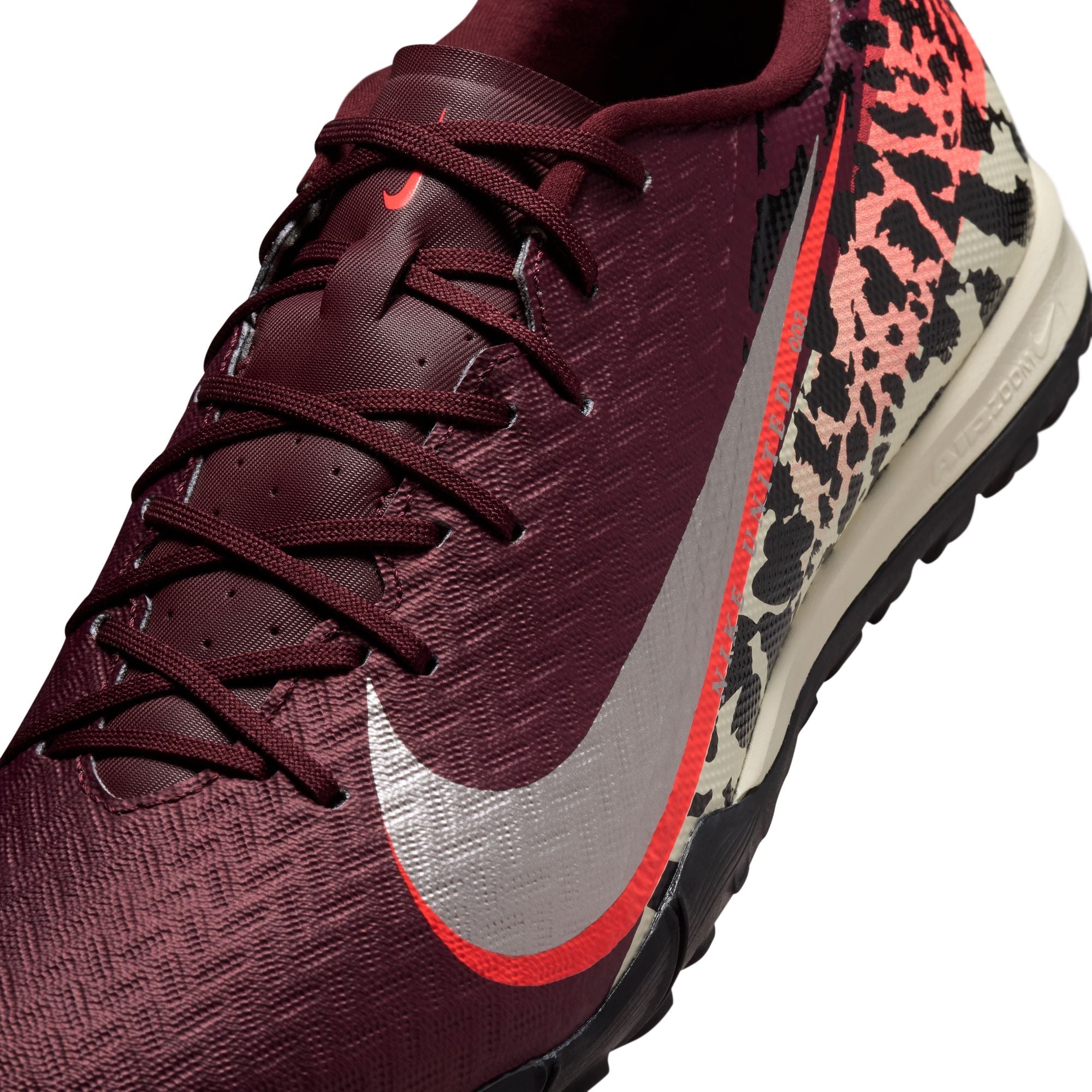 Nike United Air Zoom Mercurial Vapor 16 Academy TF Turf Soccer Shoes-  Burgundy Crush/Metallic Silver
