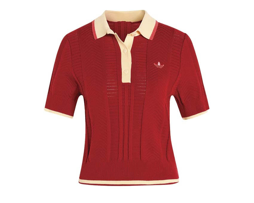 Adidas Cable Knit Cali Tee Polo "Team Victory Red"
