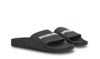 Balenciaga Pool Slide Sandal Black avec logo 3D blanc