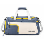 Sac de sport JIAKAILE Bleu Ardoise grande capacité avec fermetures jaunes et bandoulière amovible