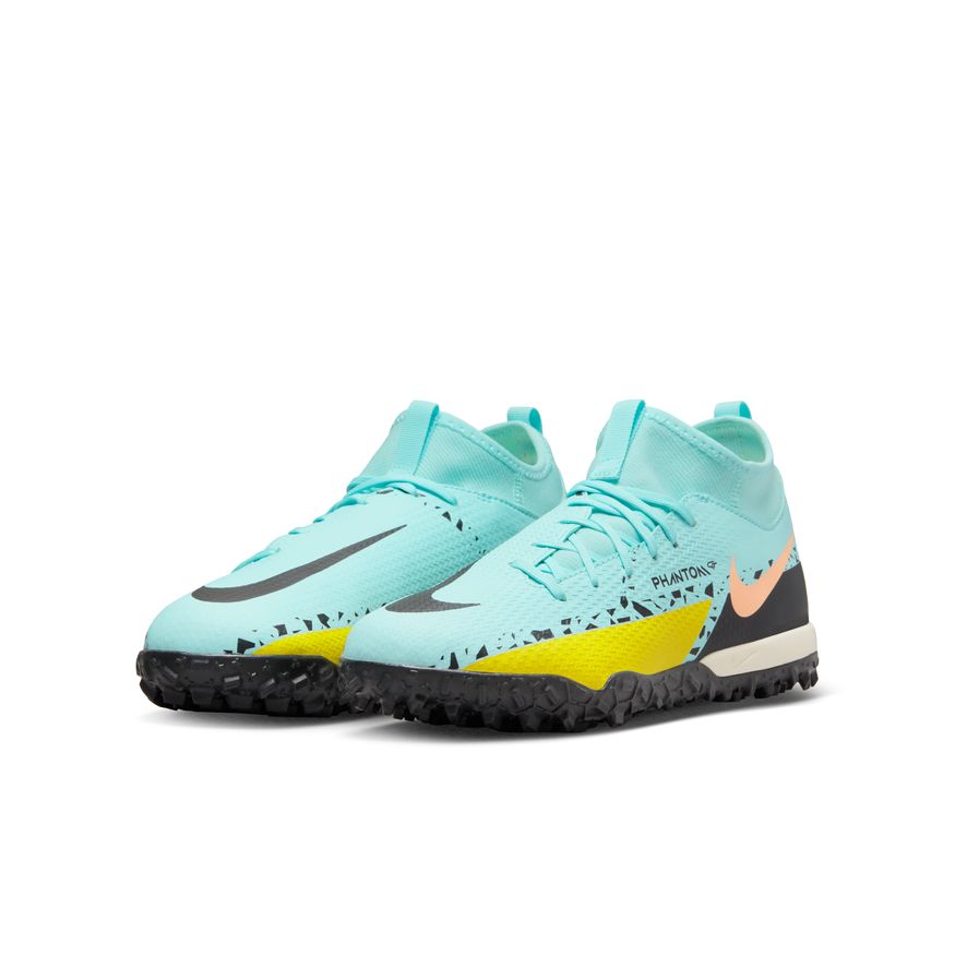 Nike Junior Phantom GT2 Academy TF DF Artificial Turf Soccer Shoe - Glacier Ice/Black/Yellow Strike