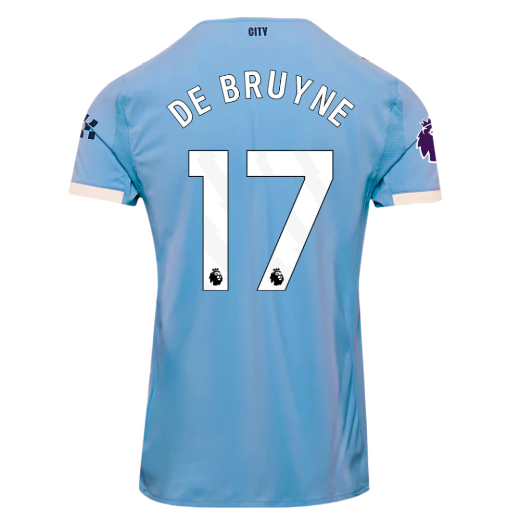 Puma Kevin De Bruyne Manchester City 25/26 Authentic Home Jersey w/ EPL + Sponsor Patch (Team Light Blue/White)
