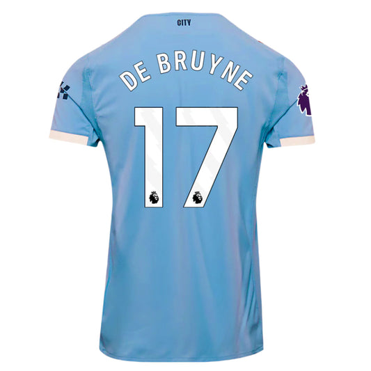 Puma Kevin De Bruyne Manchester City 25/26 Authentic Home Jersey w/ EPL + Sponsor Patch (Team Light Blue/White)