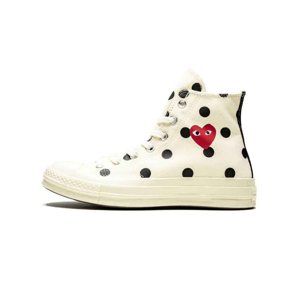 Converse Chuck Taylor All-Star 70s Hi Comme des Garçons PLAY Polka Dot White
