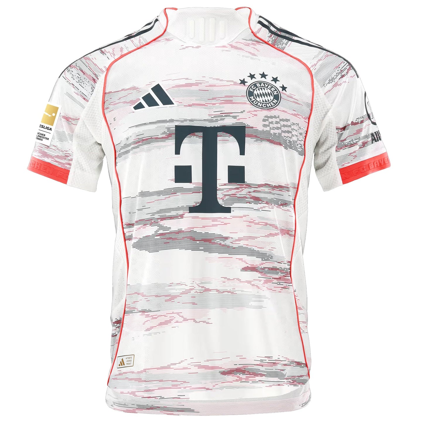 adidas Davies Authentic Away Jersey 25/26 w/ Sponsor + Meister Bundesliga Patch (White/Red)