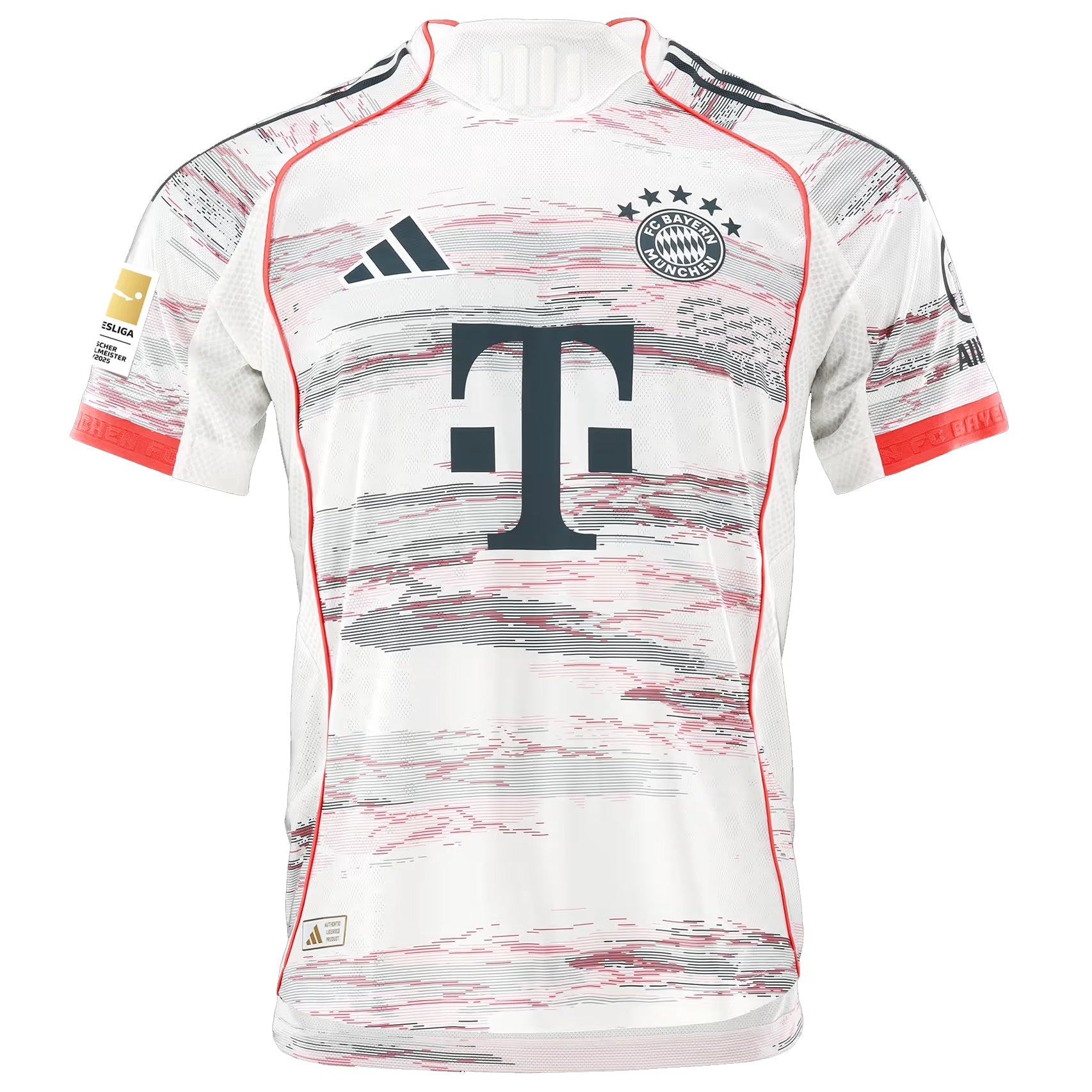 adidas Bayern Munich Authentic Away Jersey 25/26 w/ Sponsor + Meister Bundesliga Patch (White/Red)